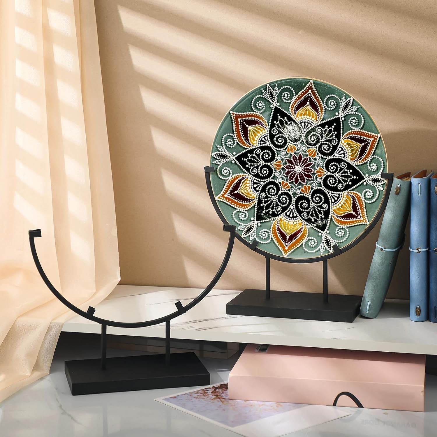 Blulu 4 Pc 12 Inch Round Metal Display Stand Black