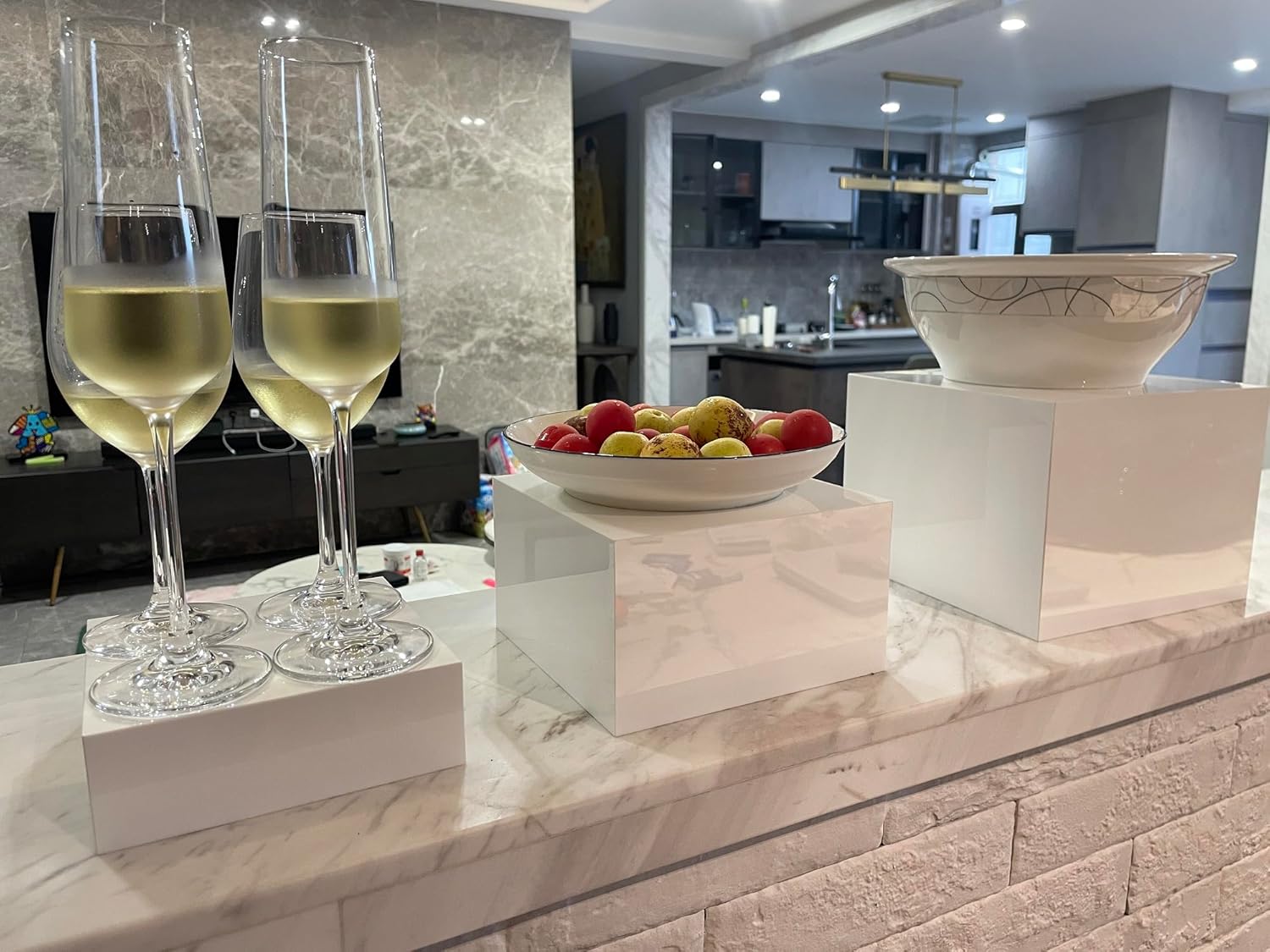 Glossy White Acrylic Buffet Risers Set