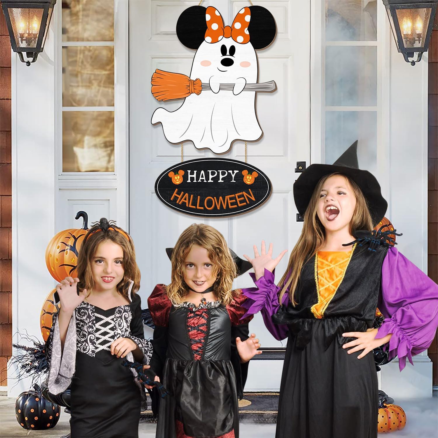 Cute Halloween Mouse Ghost Door Sign