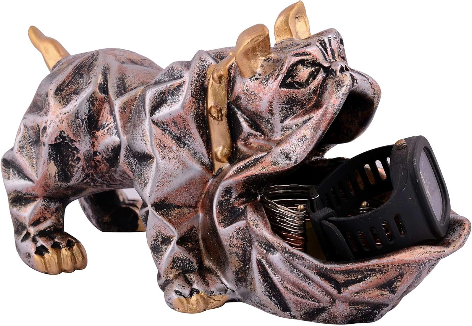 Resin Cool Dog Sculpture with Plate for Home Decor