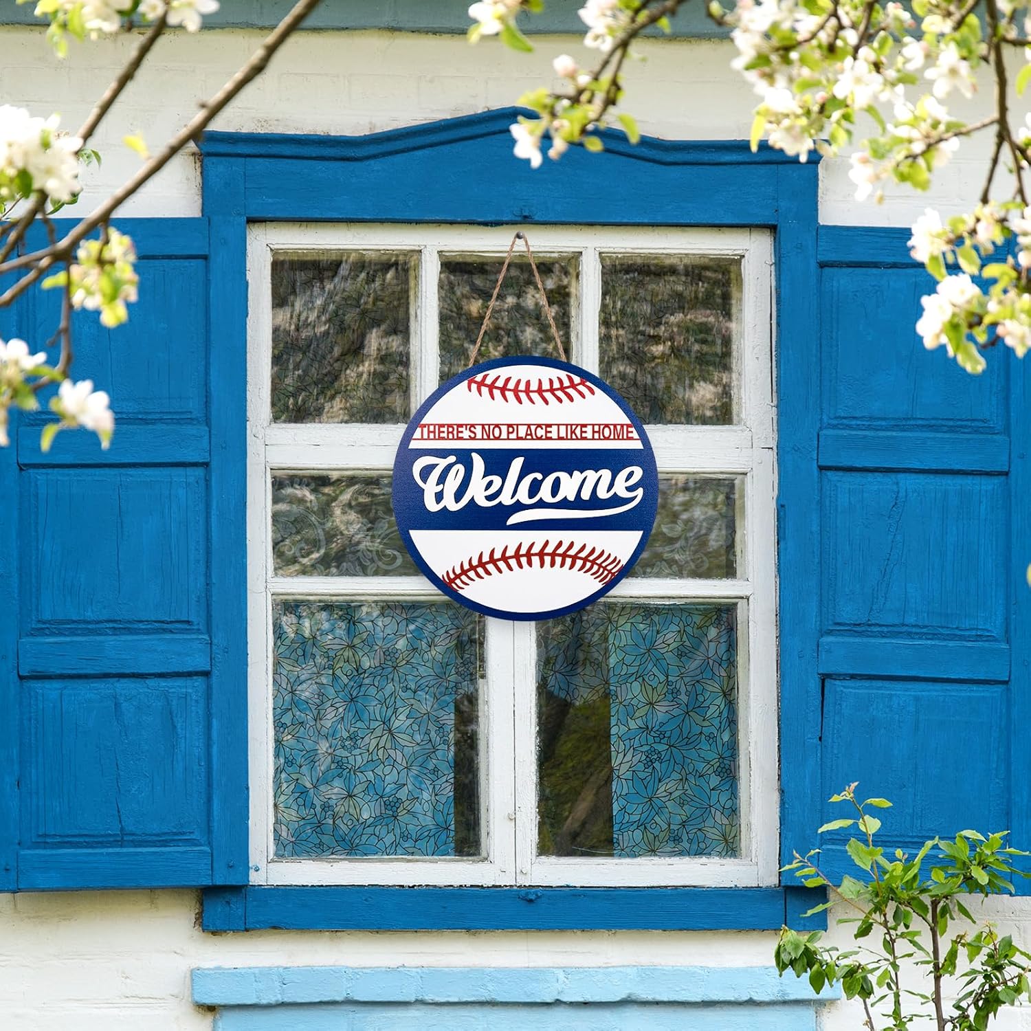 3D Baseball Welcome Door Sign Wooden Hanging Decor