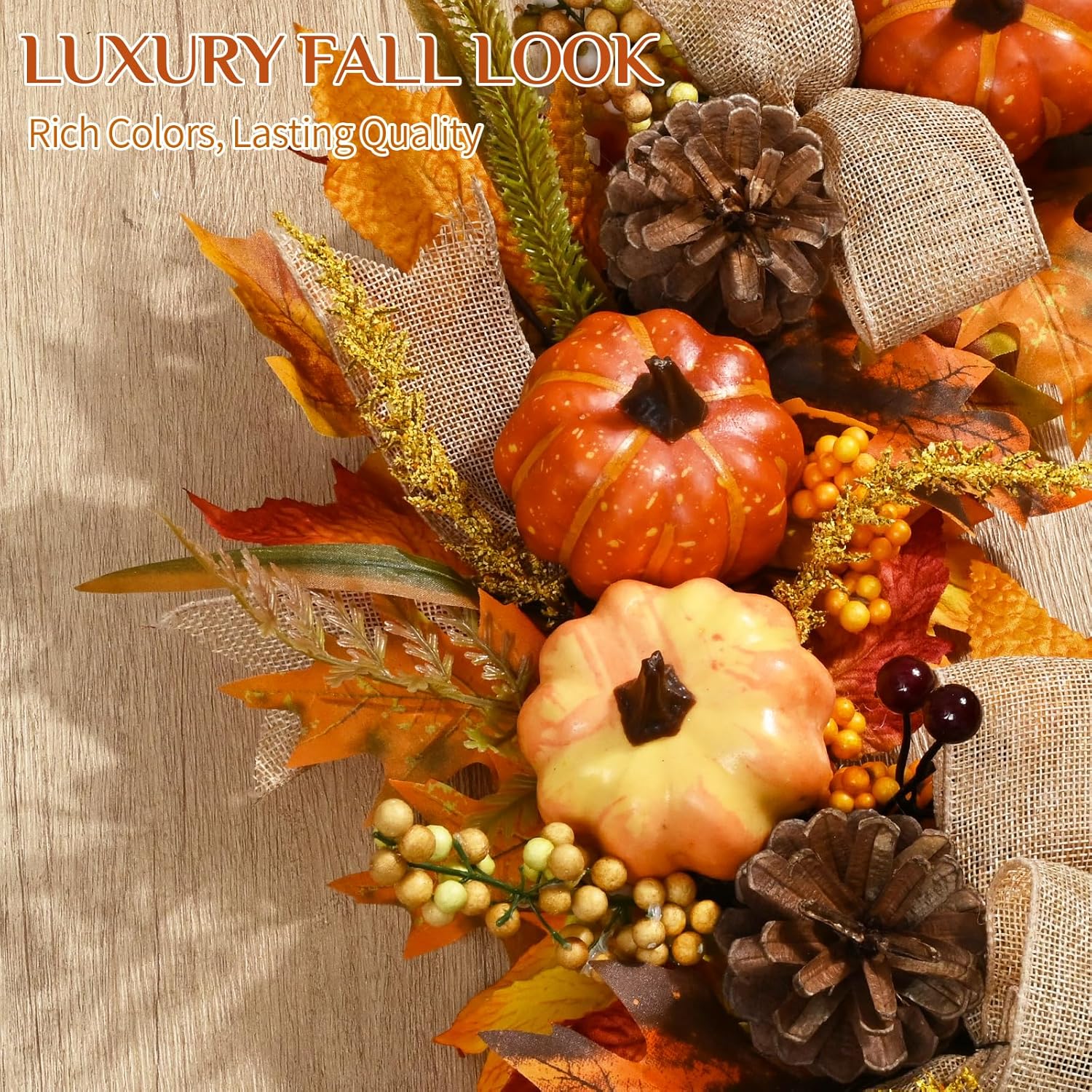 Yastouay 20 Inch Fall Wreath for Front Door