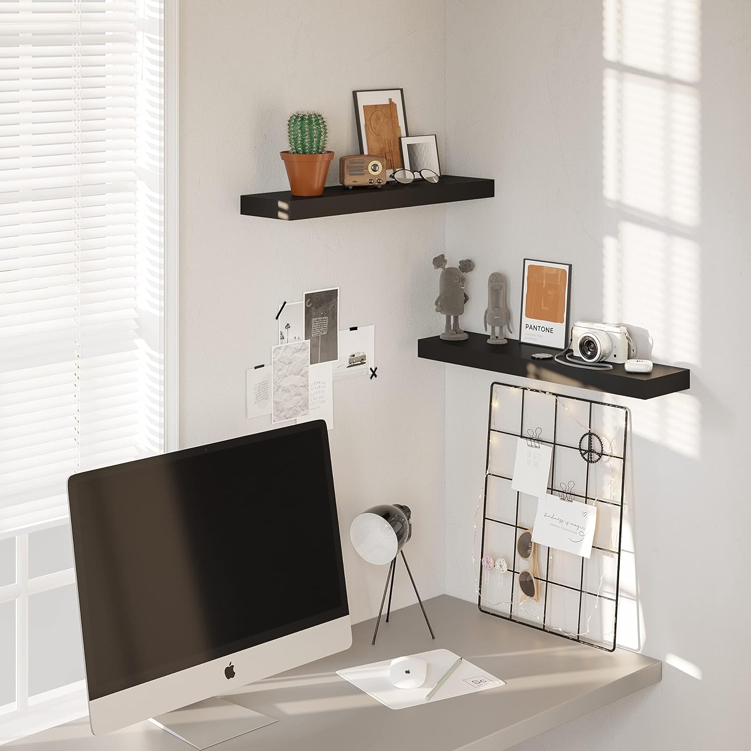 BAMEOS Floating Shelf Set L24xW6 Black