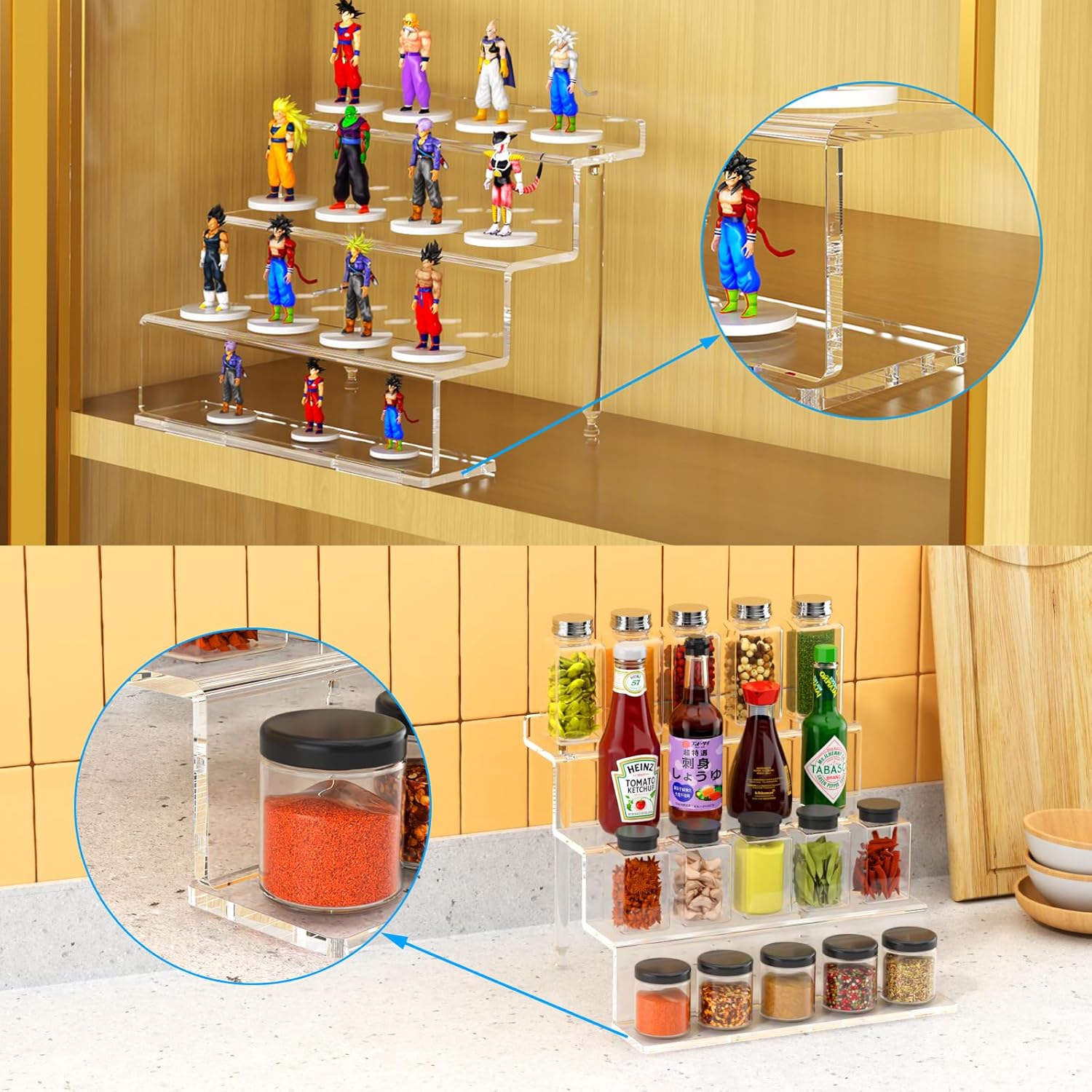NIUBEE Acrylic Riser Display Shelf 4 Tier 9 Inch