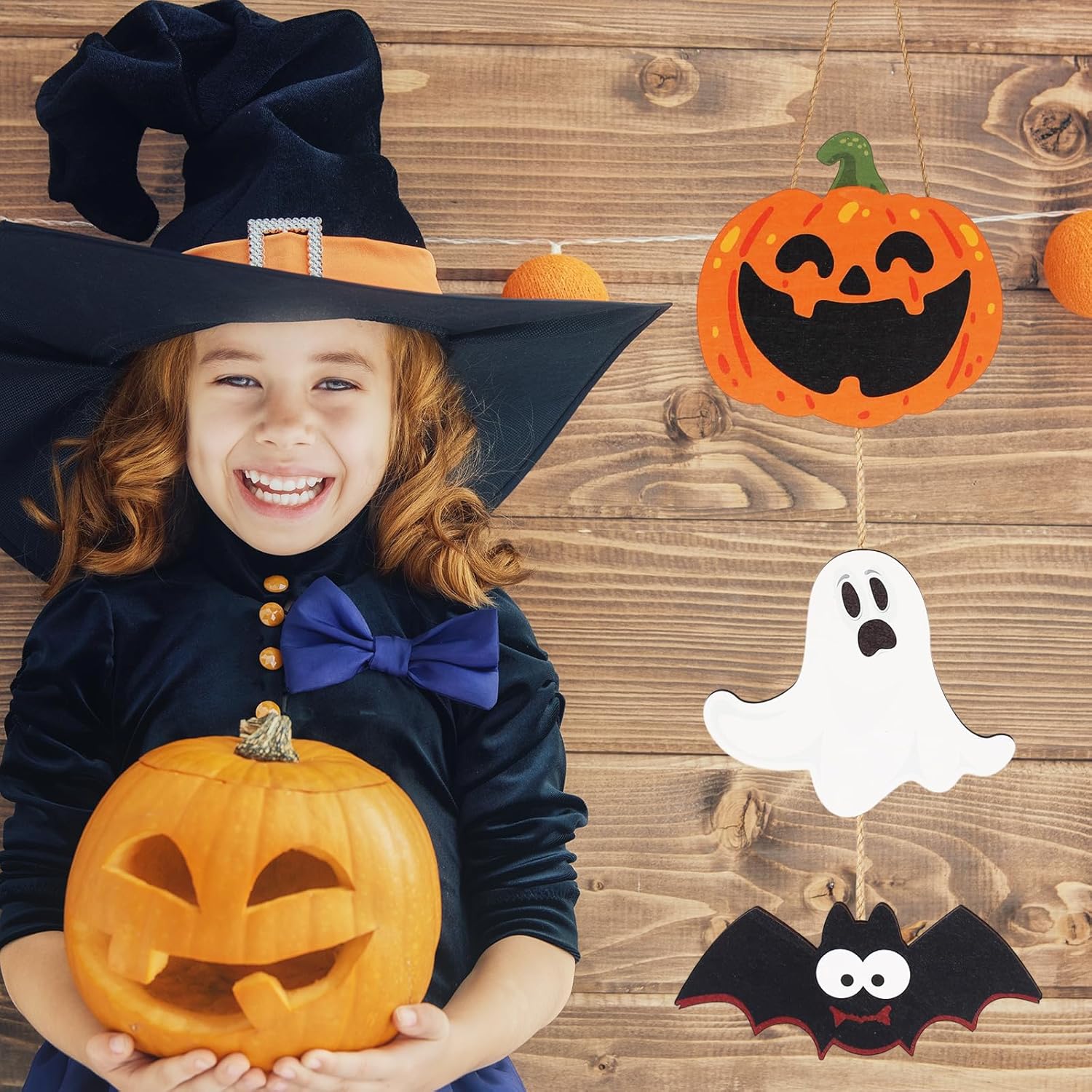 2Pack Halloween Door Sign Decorations Wooden Hanging Trio Set