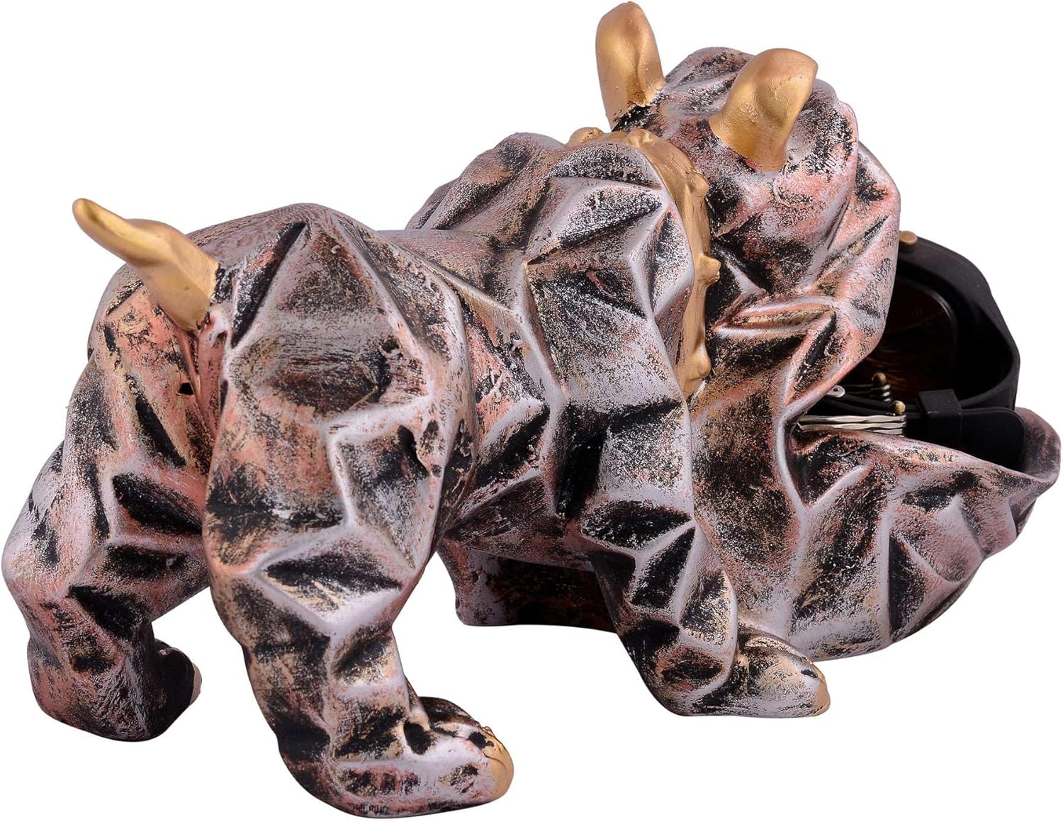 Resin Cool Dog Sculpture with Plate for Home Decor
