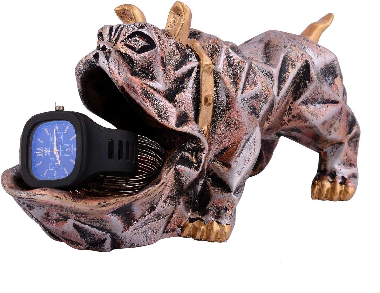 Resin Cool Dog Sculpture with Plate for Home Decor
