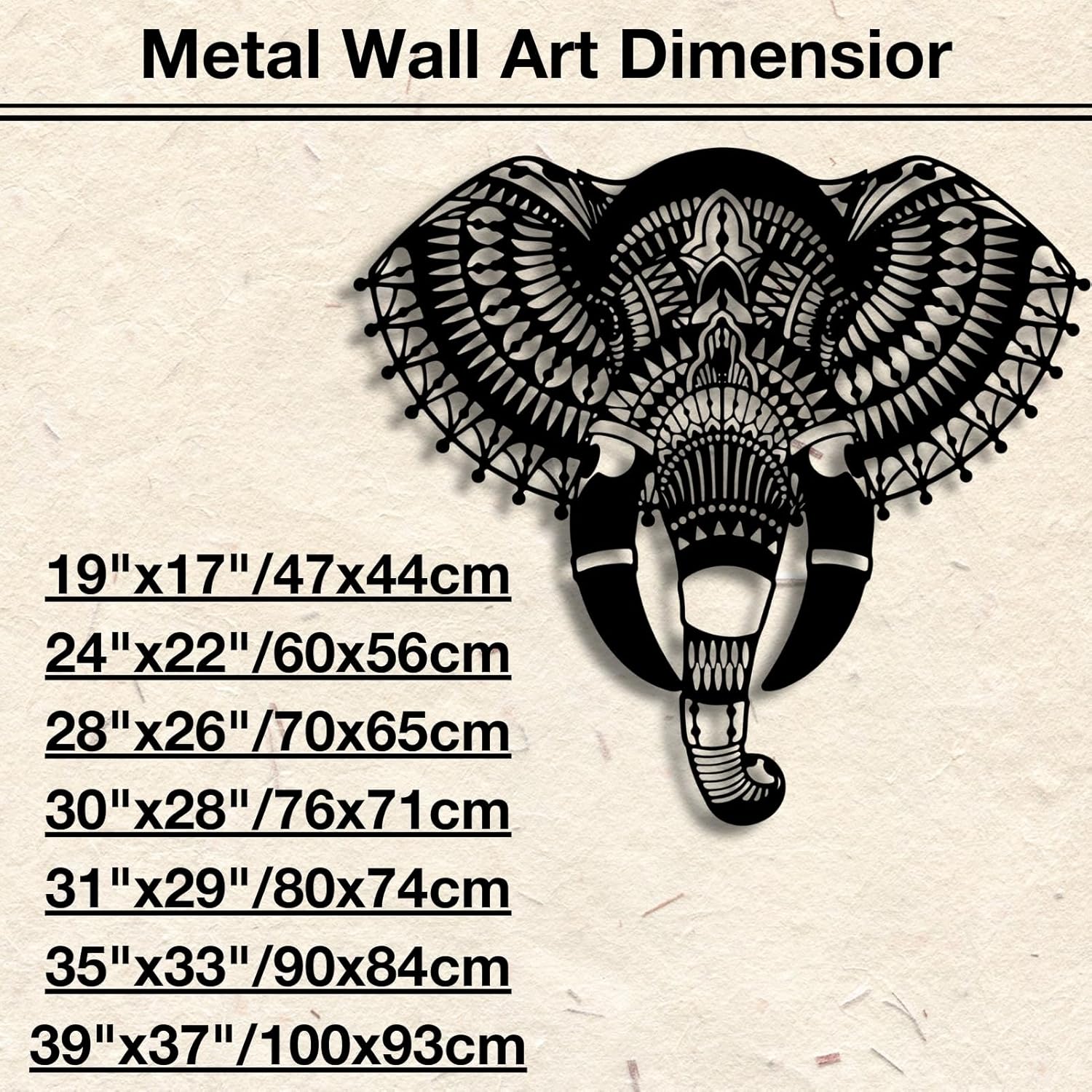 Feuwile Metal Elephant Wall Art Decor Black