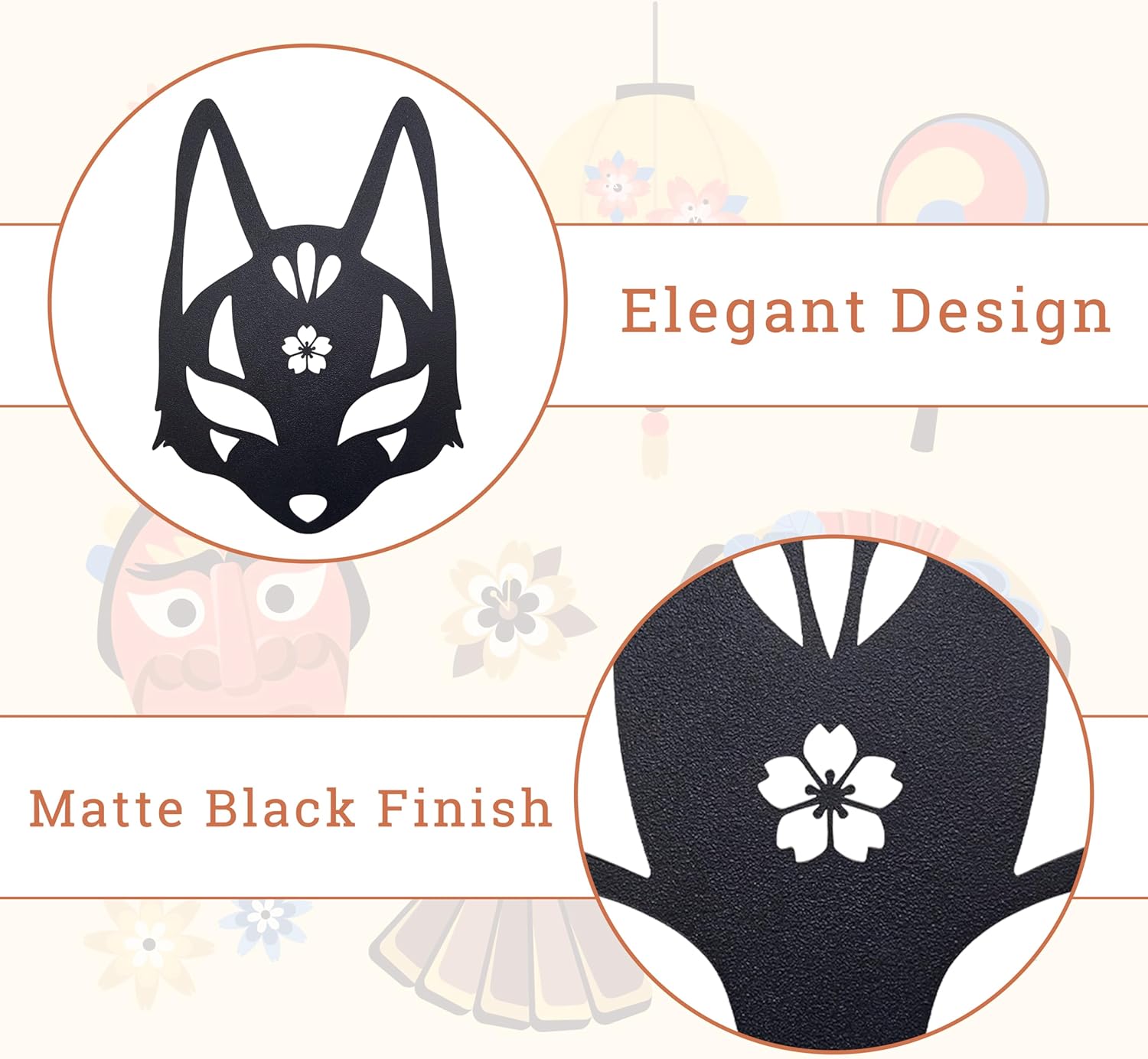 Vausart Japanese Wall Decor Set 3pcs Matte Black