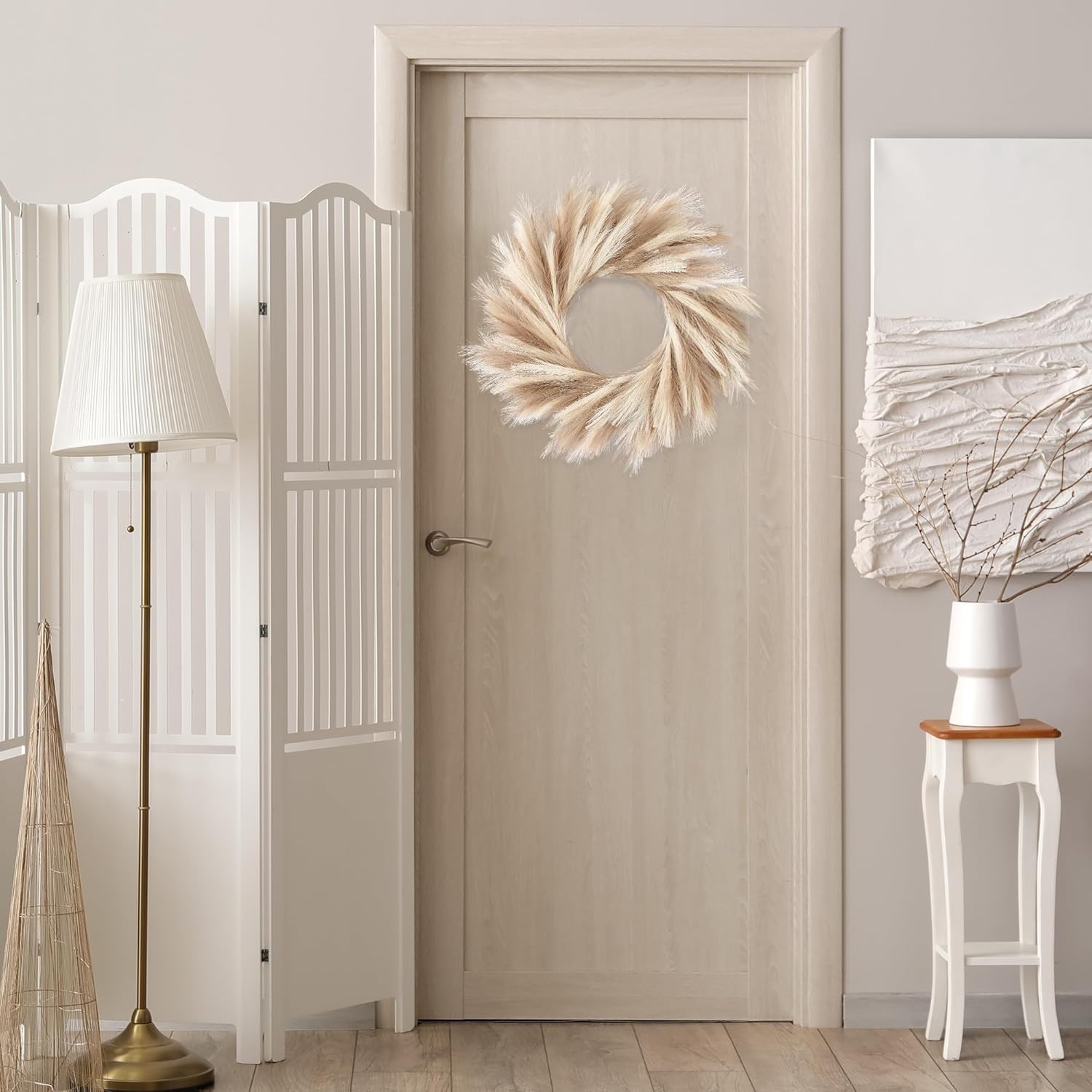 Sggvecsy 26 Faux Pampas Grass Wreath for All Seasons