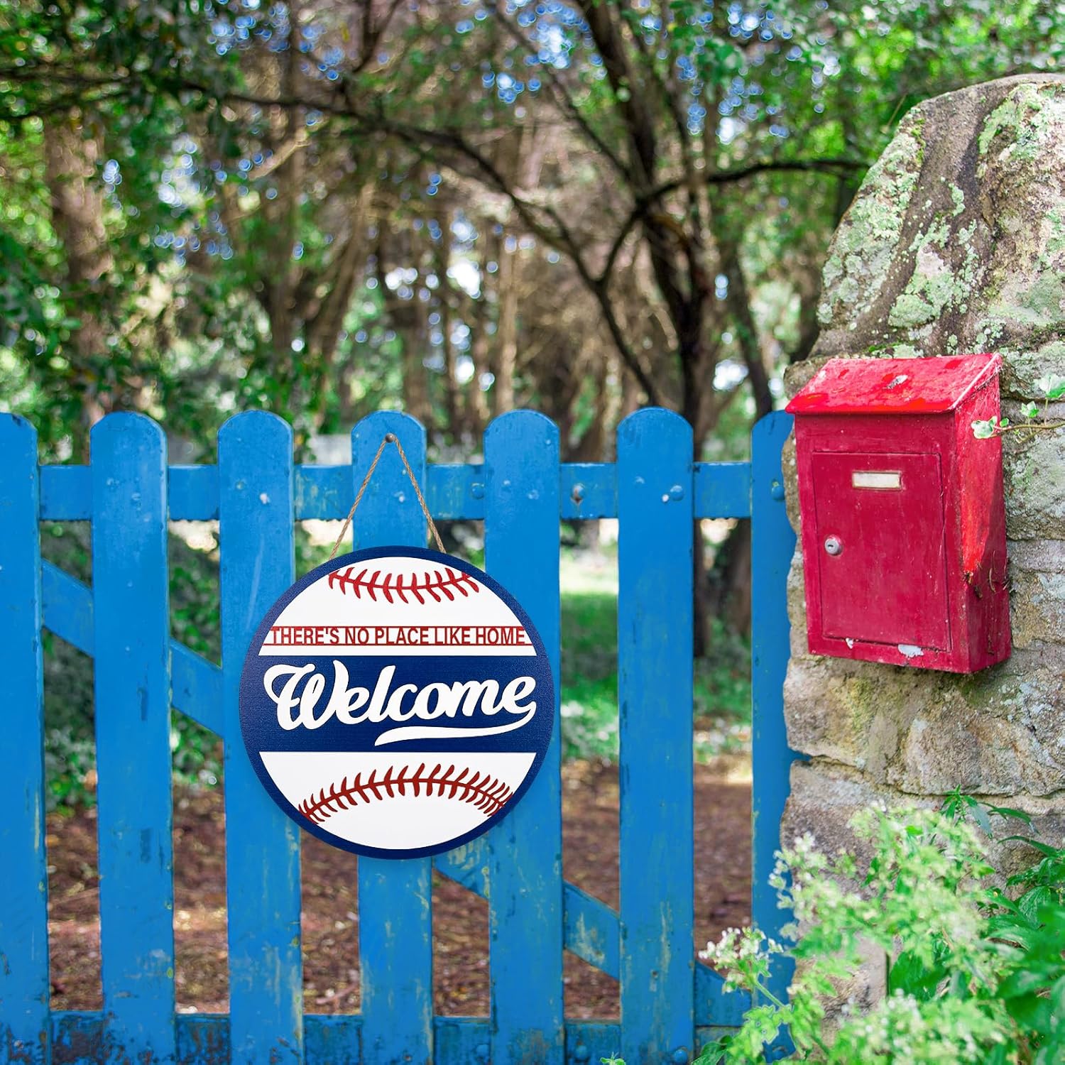 3D Baseball Welcome Door Sign Wooden Hanging Decor