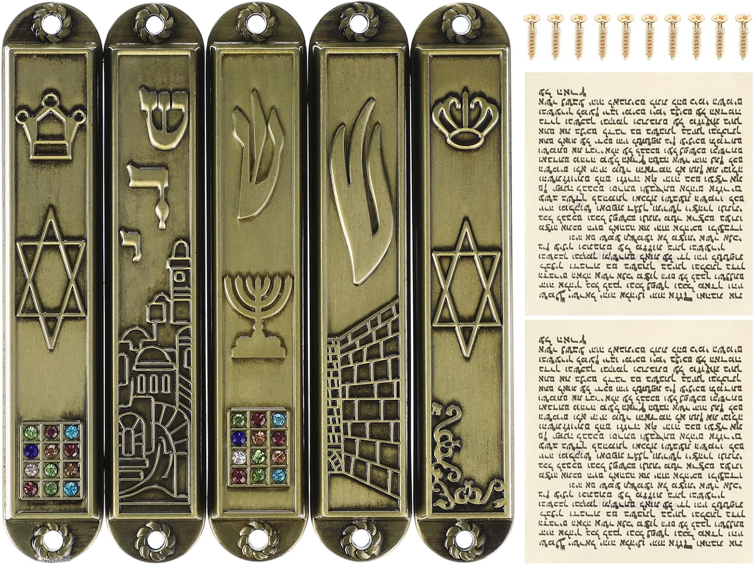 MAGICLULU 5Pcs Metal Mezuzah Scroll Cases