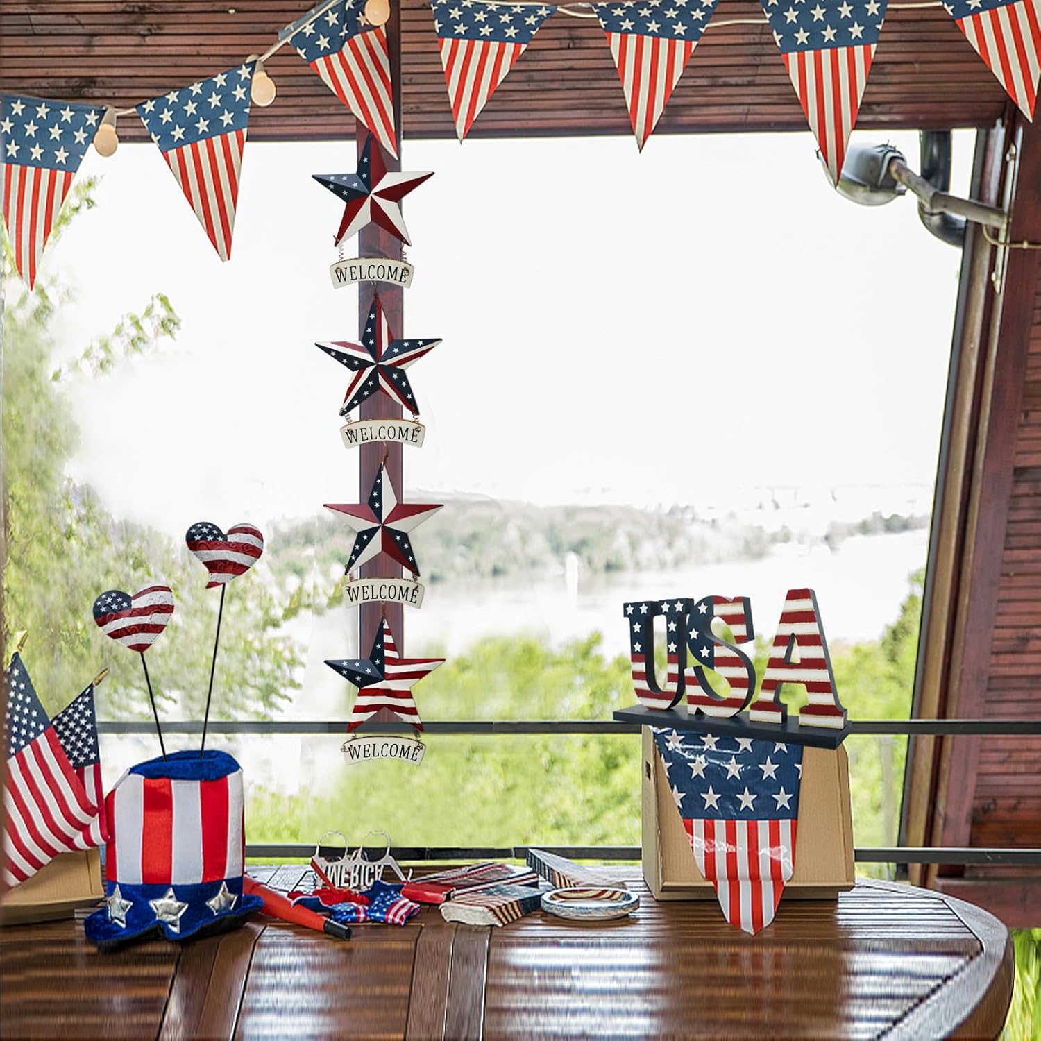 Wovorins Patriotic Welcome Sign Set of 4