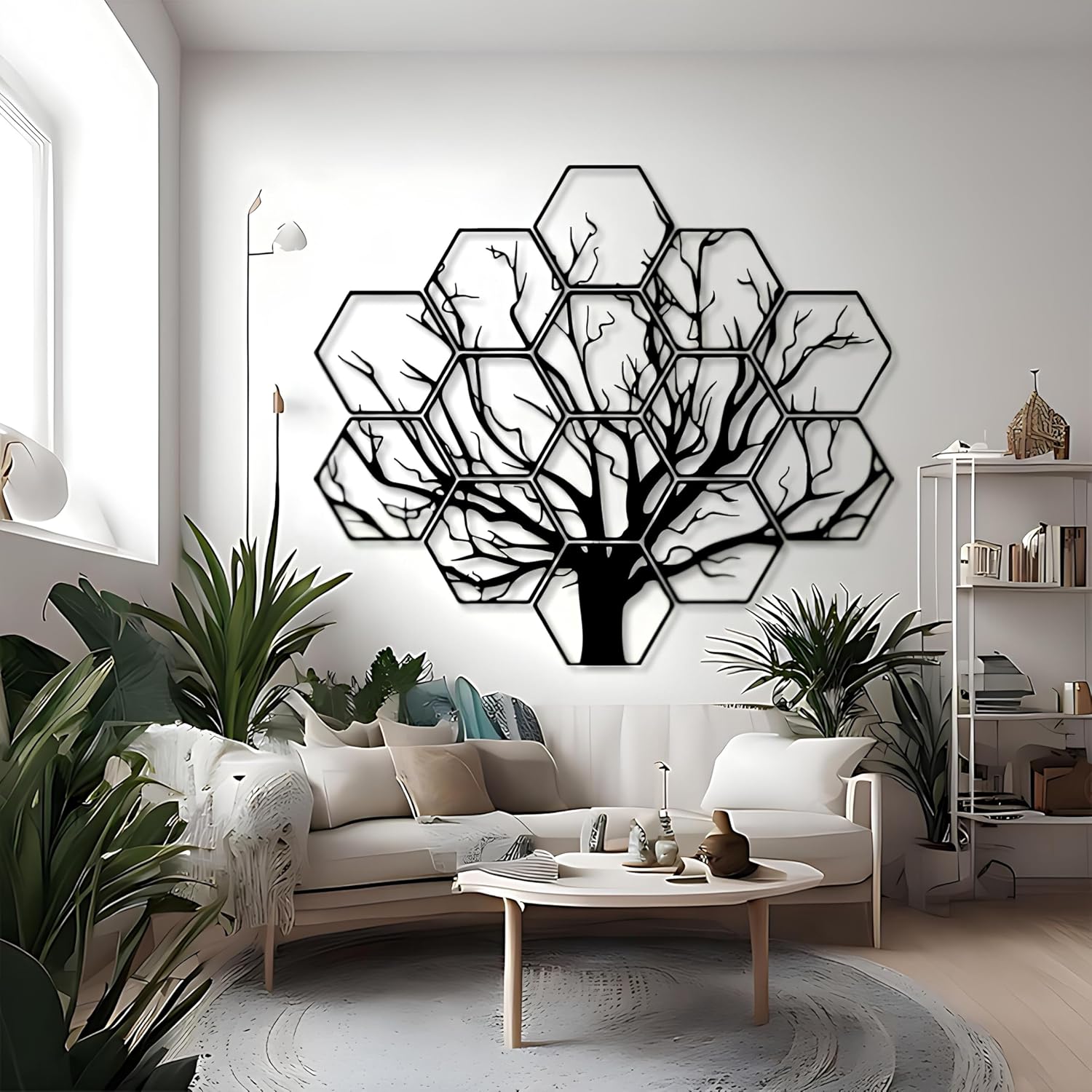 Hexagonal Tree Metal Wall Art XXL