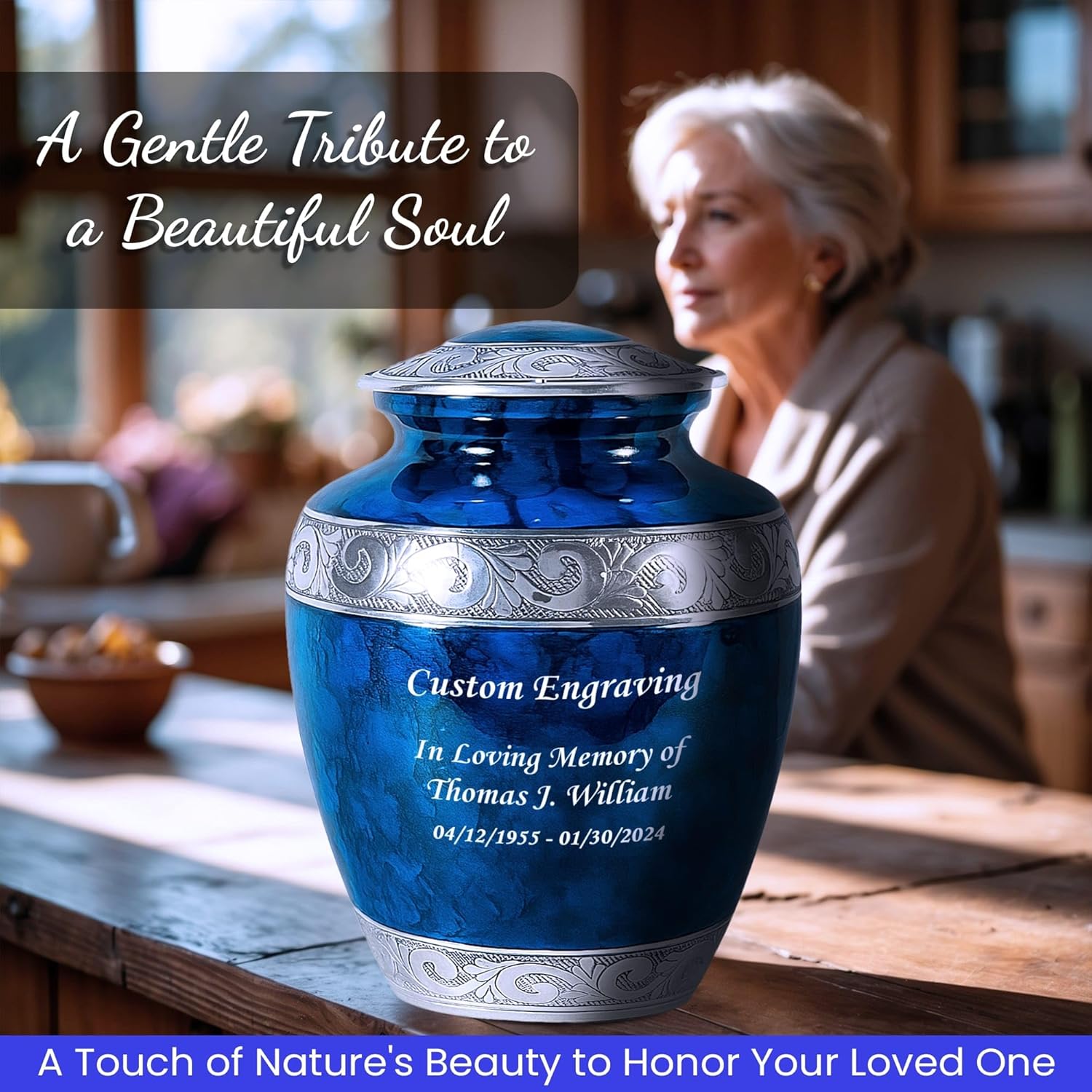 Personalized Engraved Set of 6 Funeral Urns for Human Ashes
