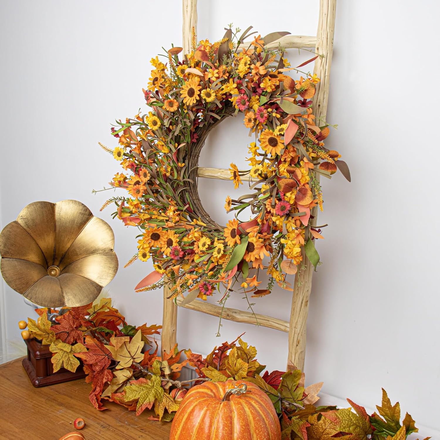 JFLORU 22 Inch Artificial Fall Wreath