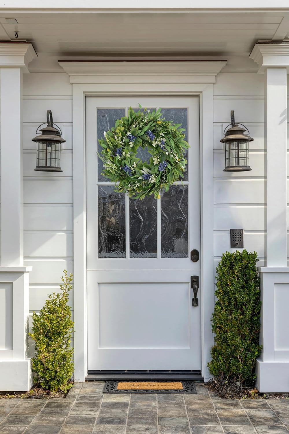 22 Inch Door Wreath with Eucalyptus Olive Leaves