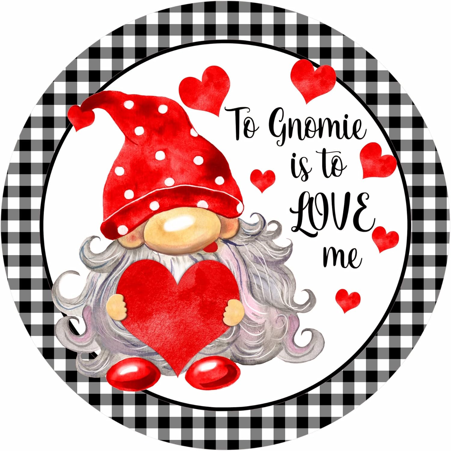 Gnome Valentine Sign 8x8 Inches Metal Decor