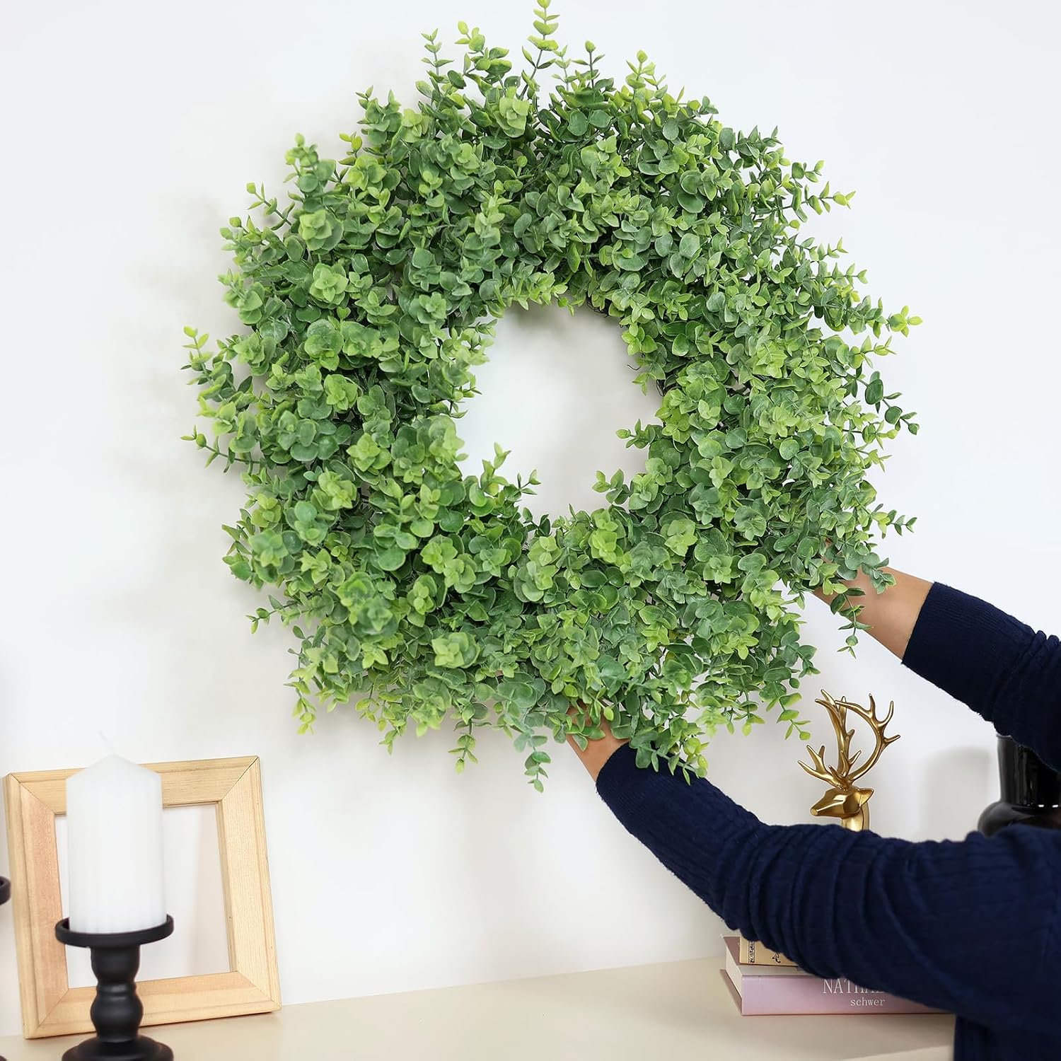 26 Artificial Boxwood Wreath for Front Door Decor