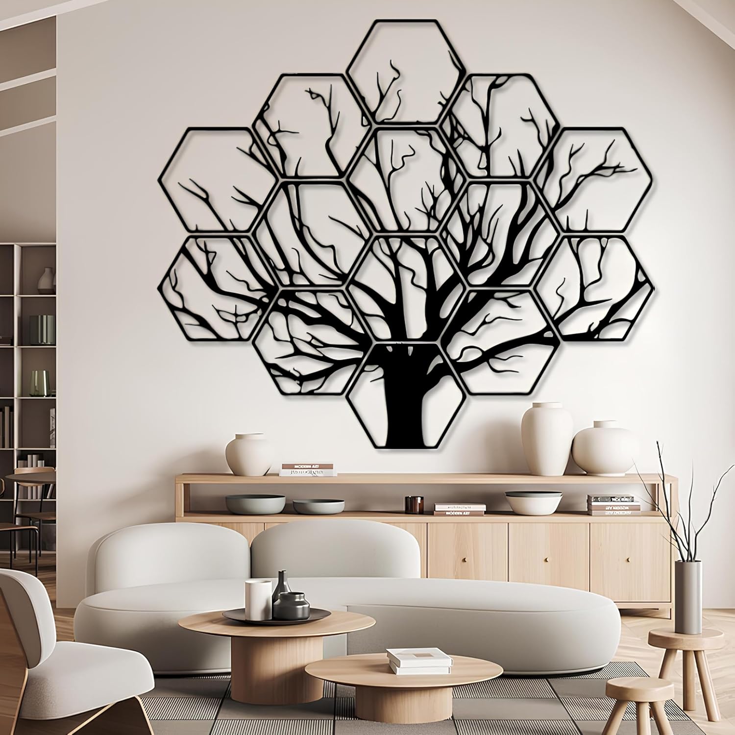 Hexagonal Tree Metal Wall Art XXL