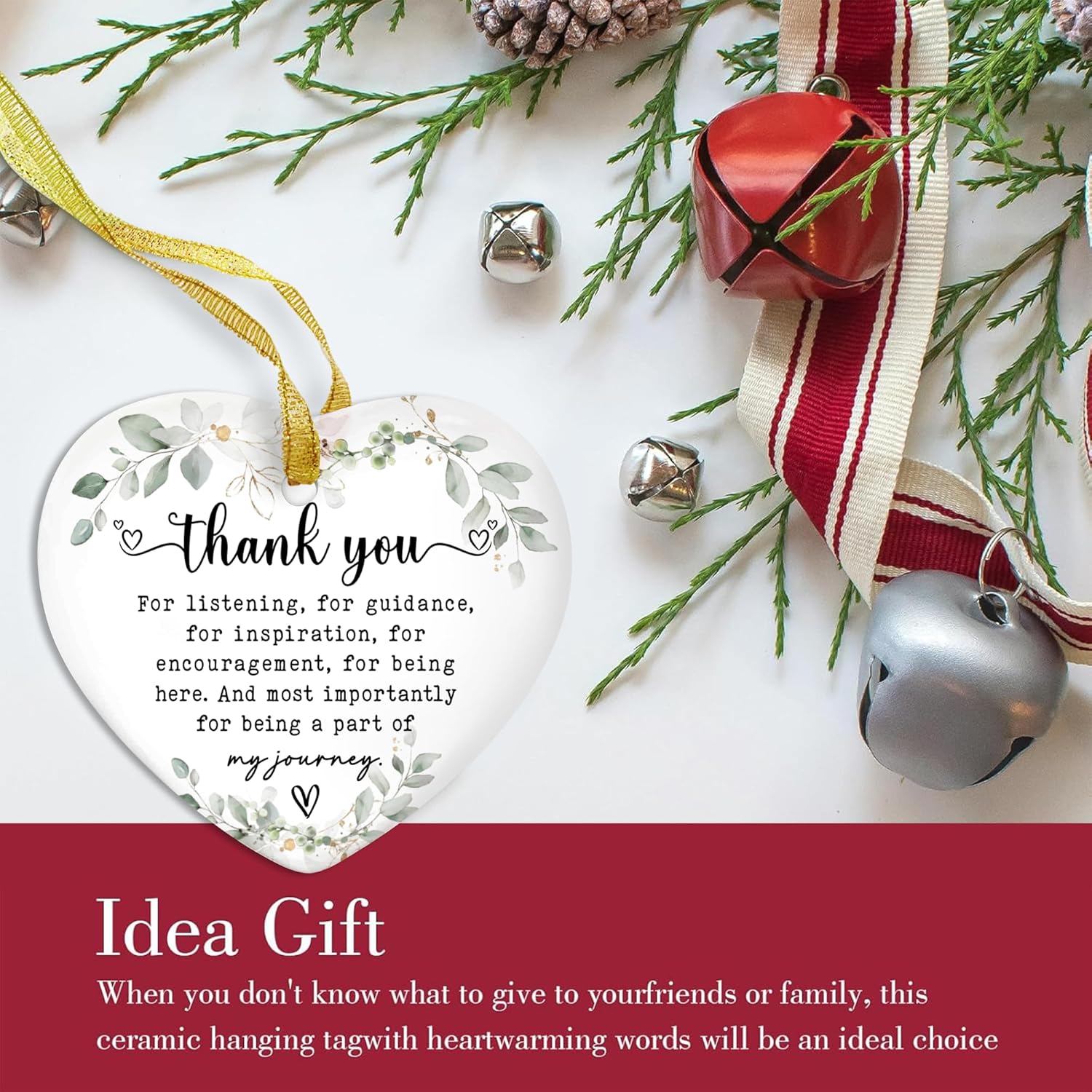 Gossby Heart-Shaped Thank You Ceramic Ornament