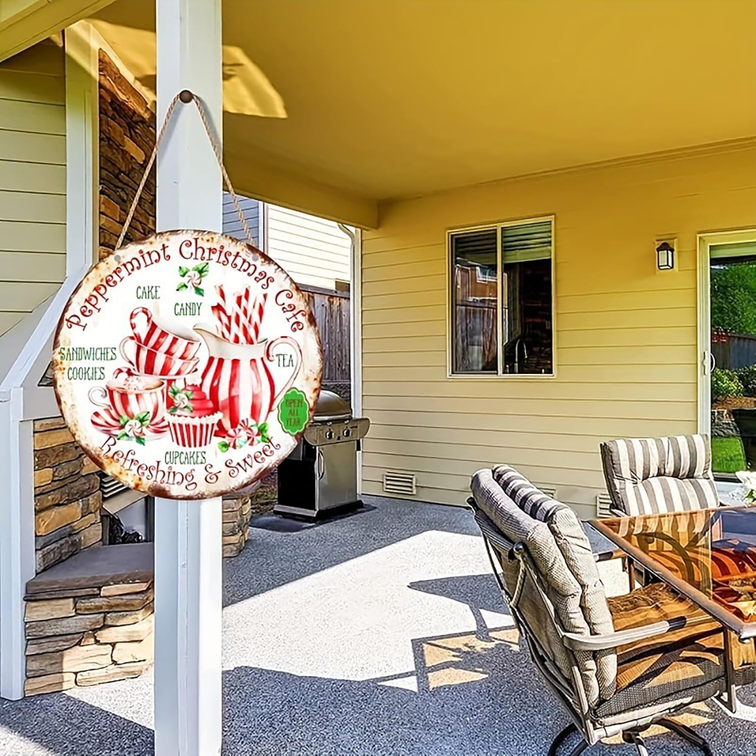 Wooden Christmas Welcome Door Wreath Sign