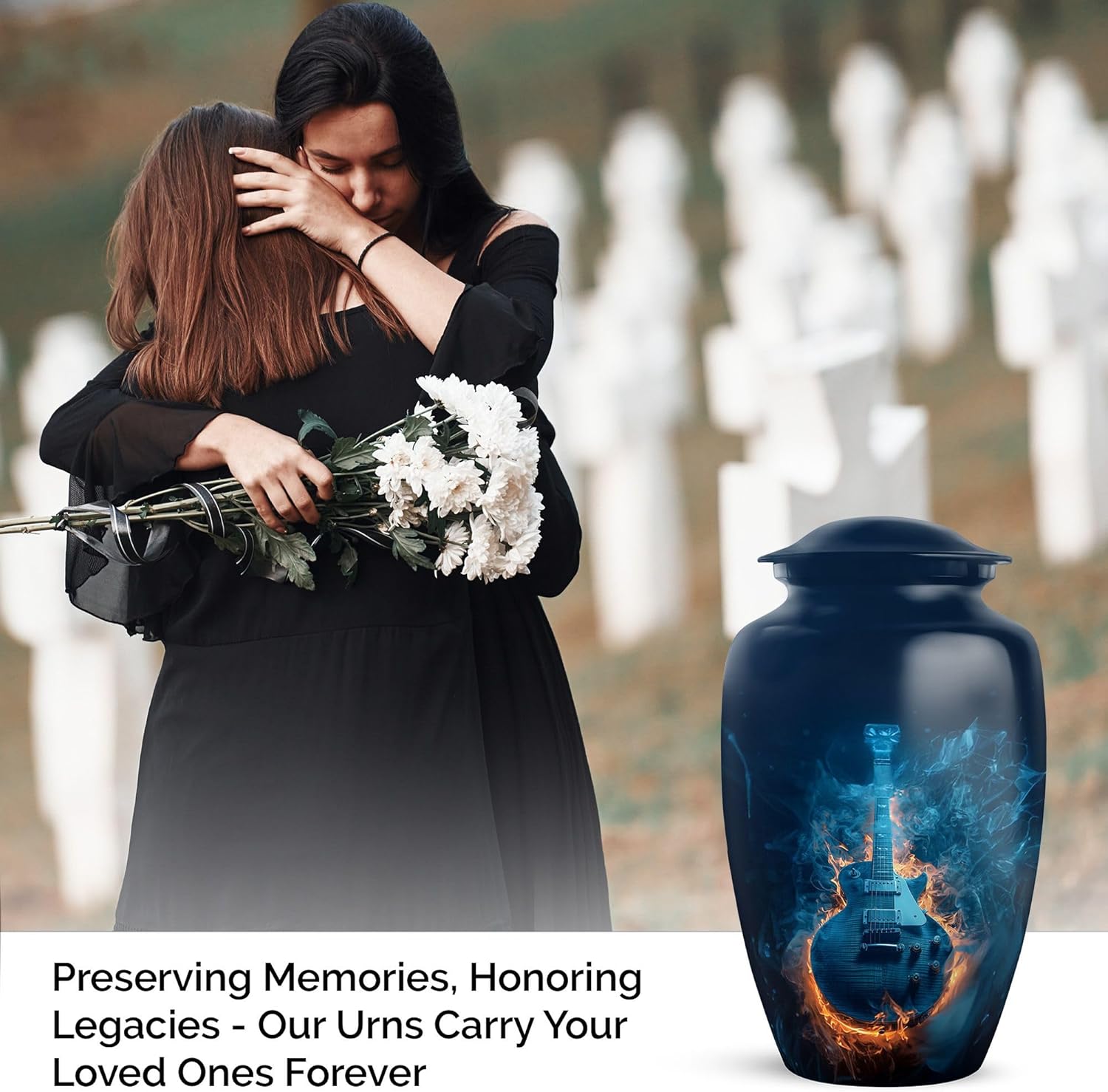 Guitar Urn for Human Ashes - Custom Blue 10 Inch