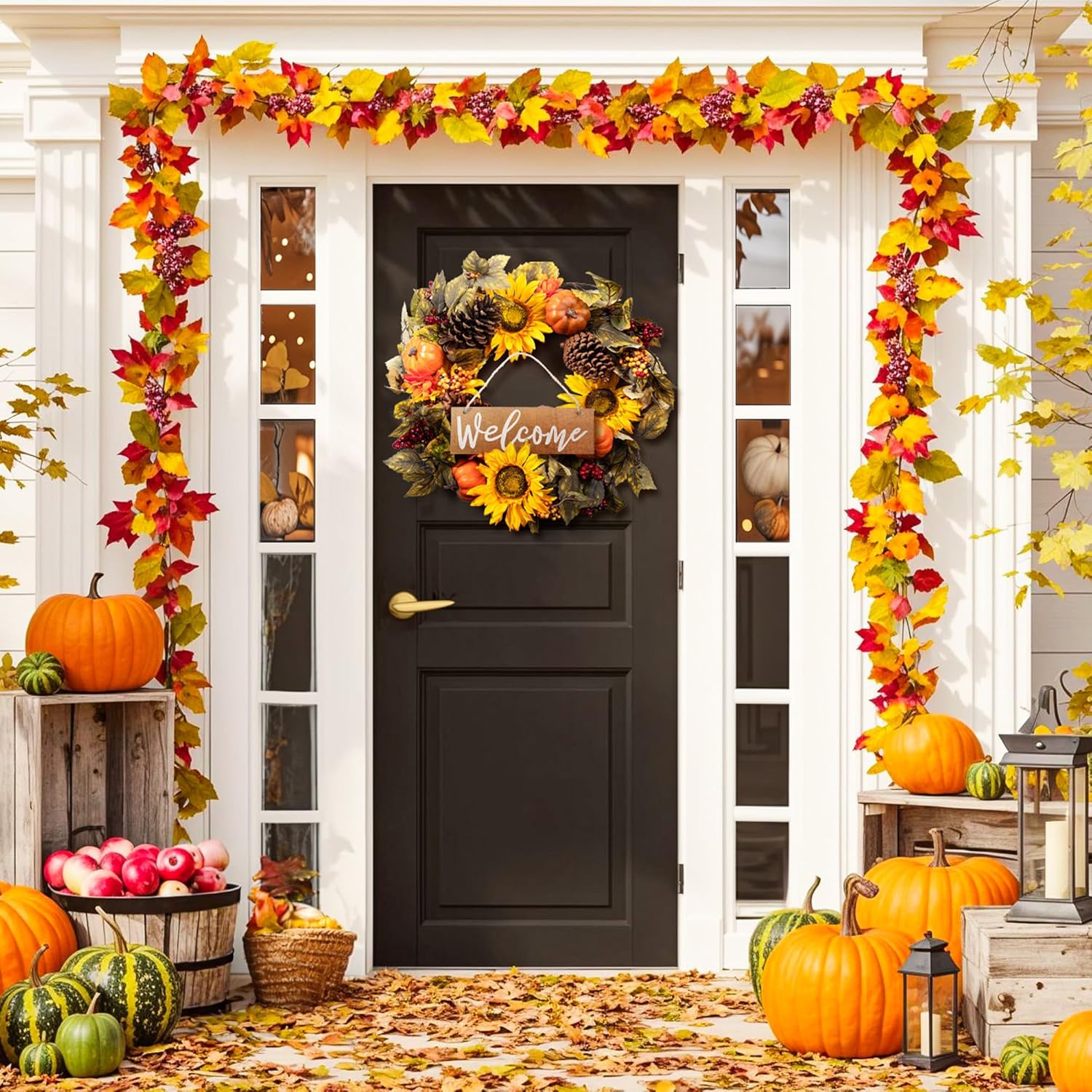 20 Inch Fall Wreath with Welcome Sign Decor