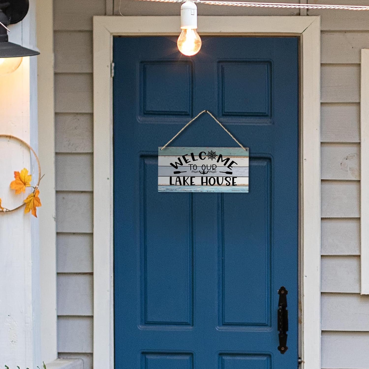 Welcome to Our Lake House Farmhouse Printed Wood Plaque Sign Wall Hanging