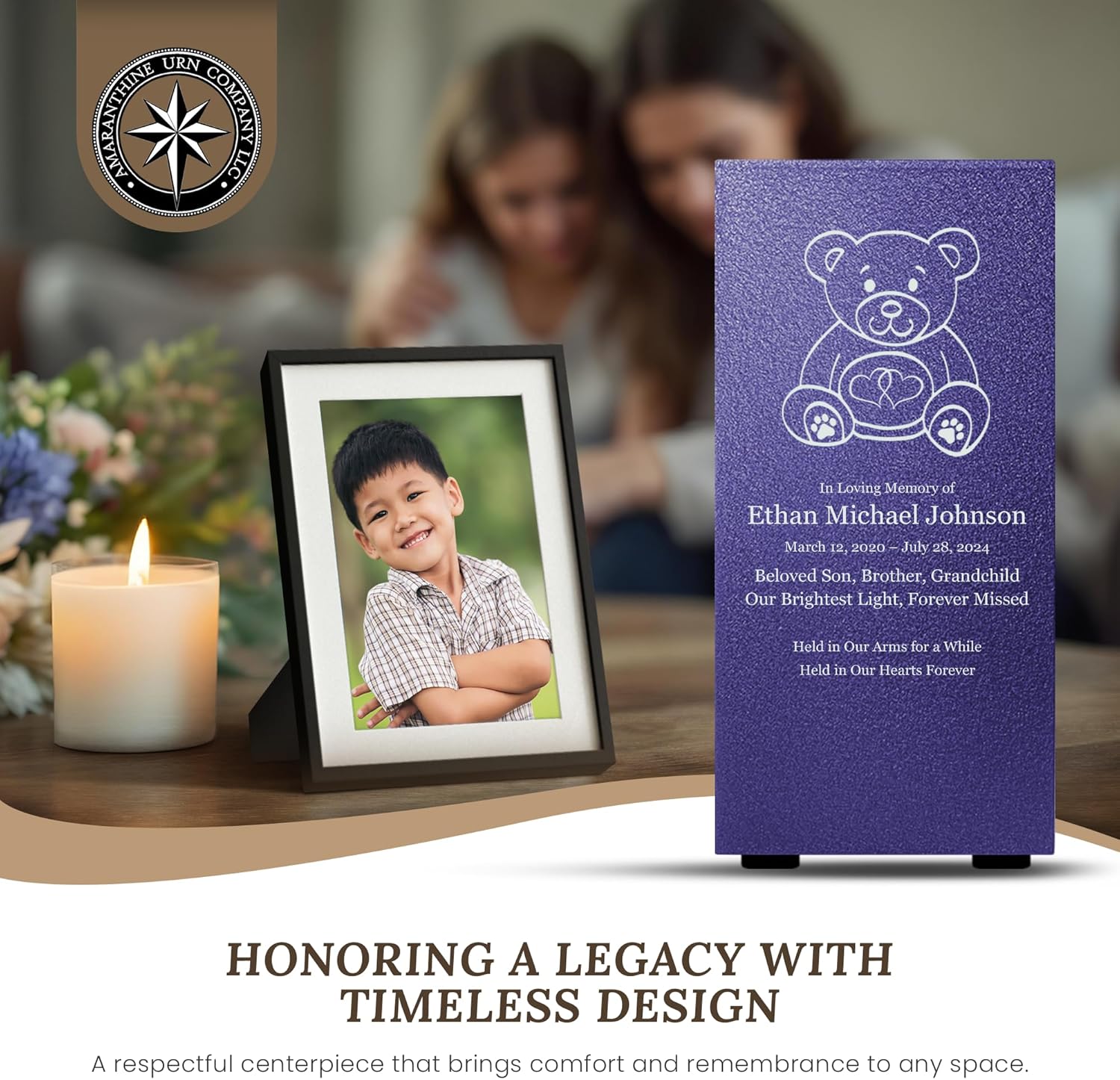 Customizable Cremation Urn with Teddy Bear Design