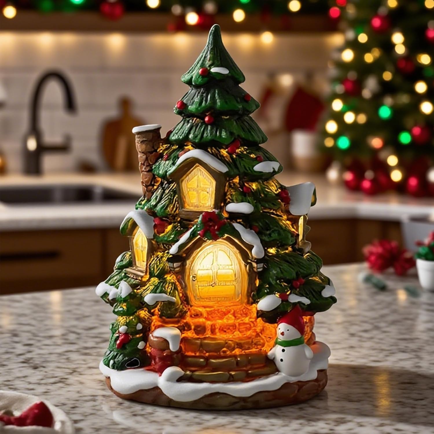 YAVENDLE Christmas Village House with Warm Lights