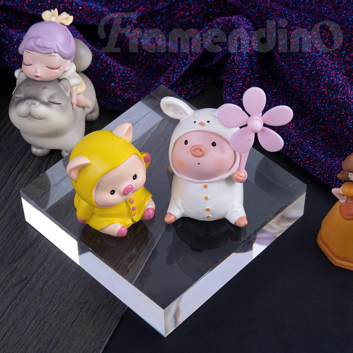 Framendino 2 Pack Acrylic Square Display Blocks