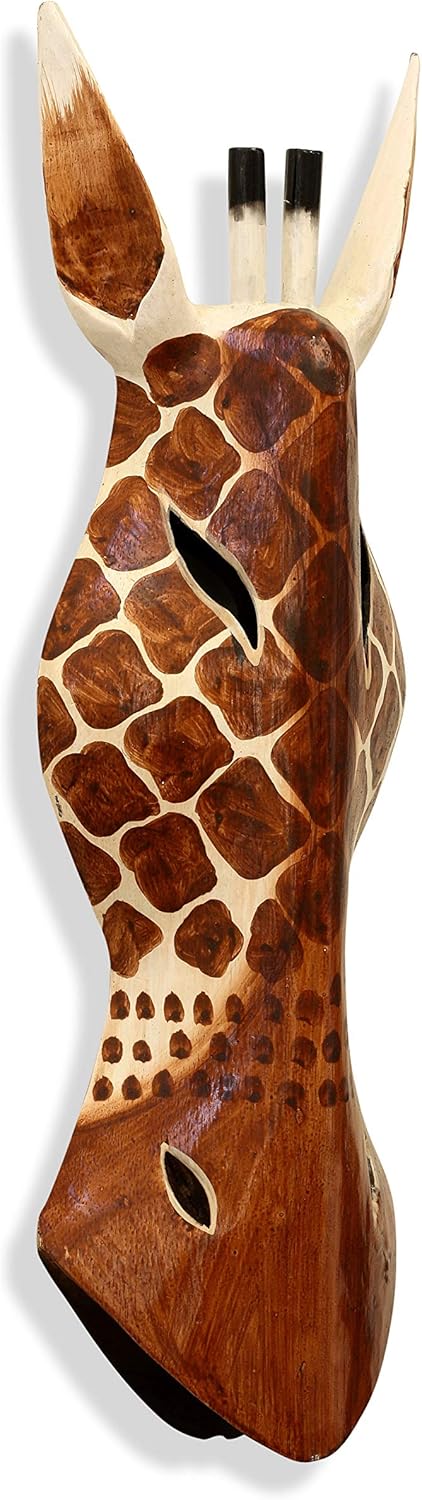 G6 Collection Wooden Tribal Giraffe Wall Plaque