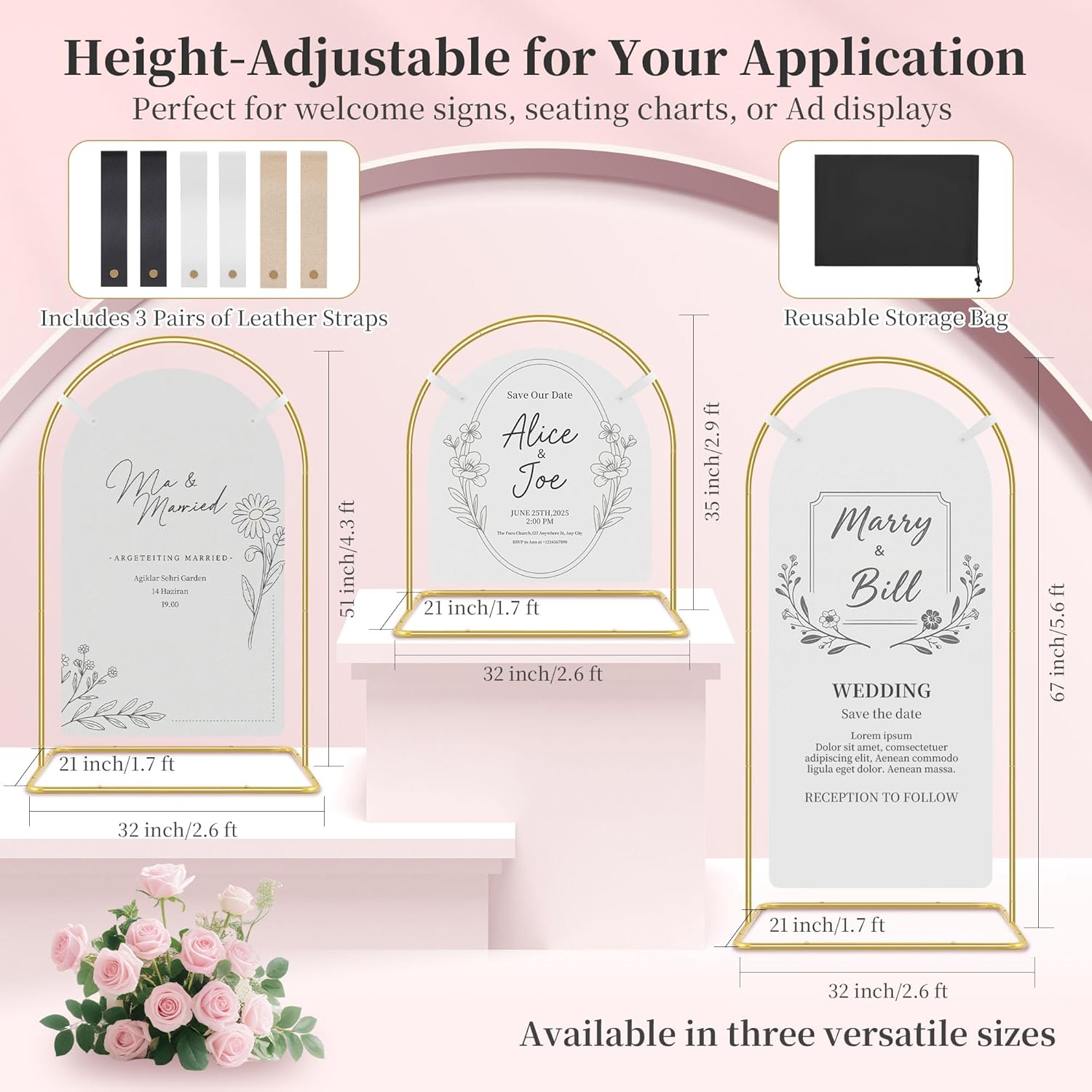 Gold Wedding Welcome Sign Stand Easel Holder