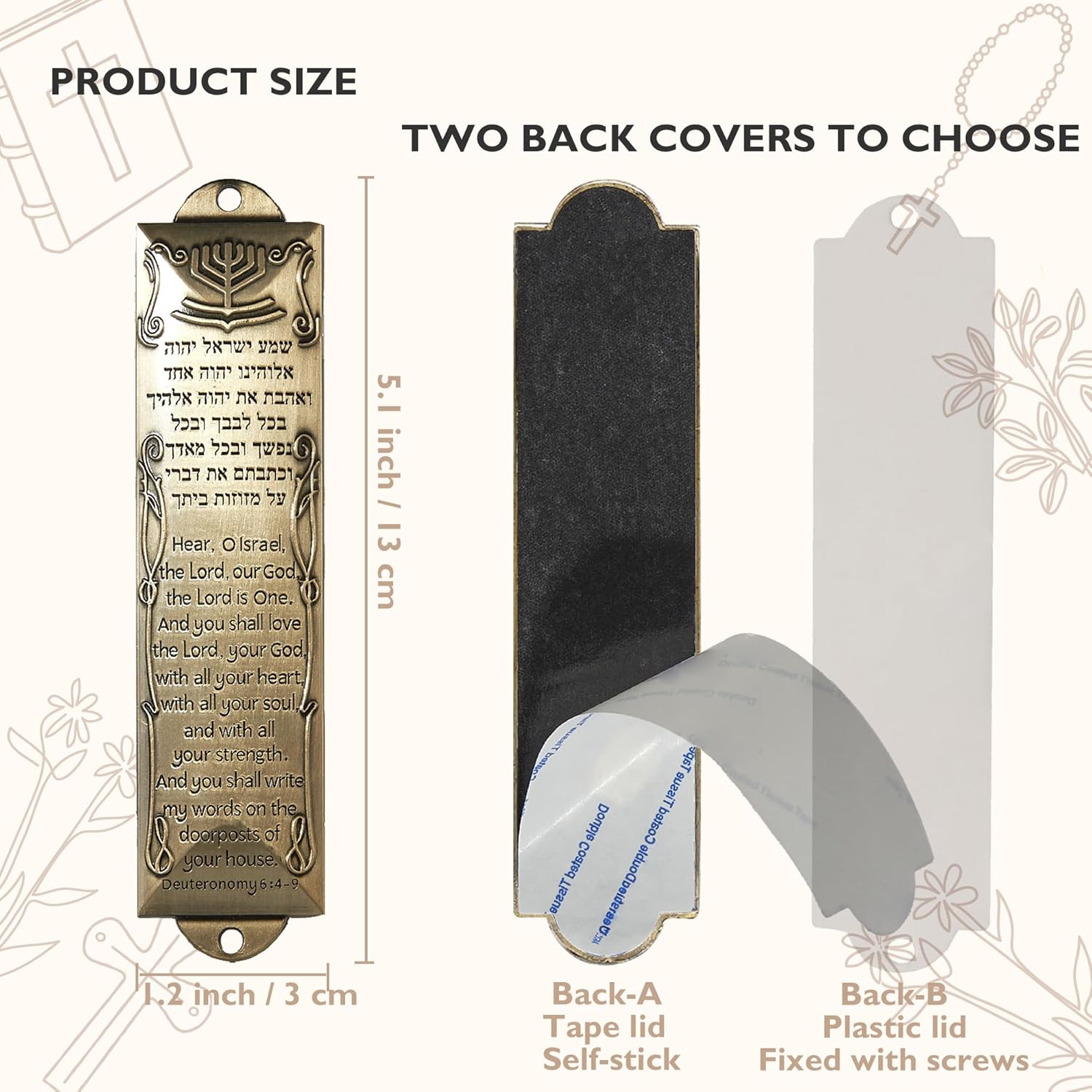 CAMATET Mezuzah Scroll with Metal Case 2 Pcs