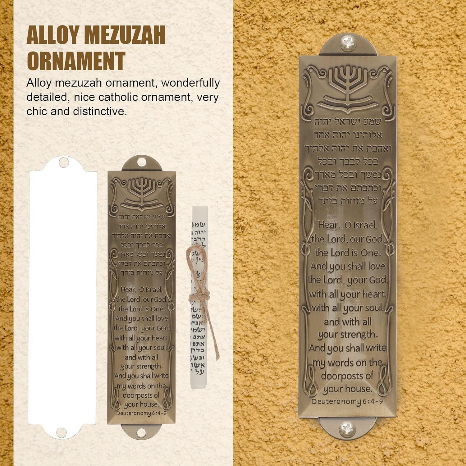 5 Sets Mezuzah with Scroll Door Jewish Mitzvah Metal Case