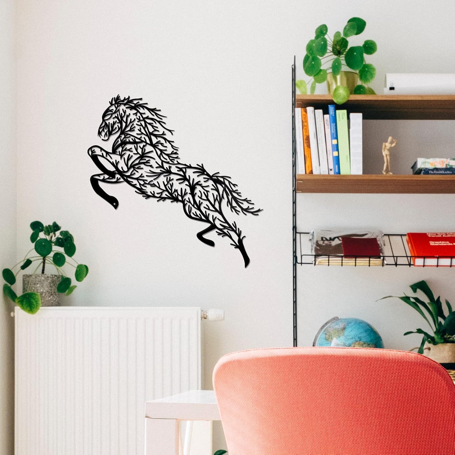 Nbeads Horse Metal Wall Art Decor Tree Branch Silhouette