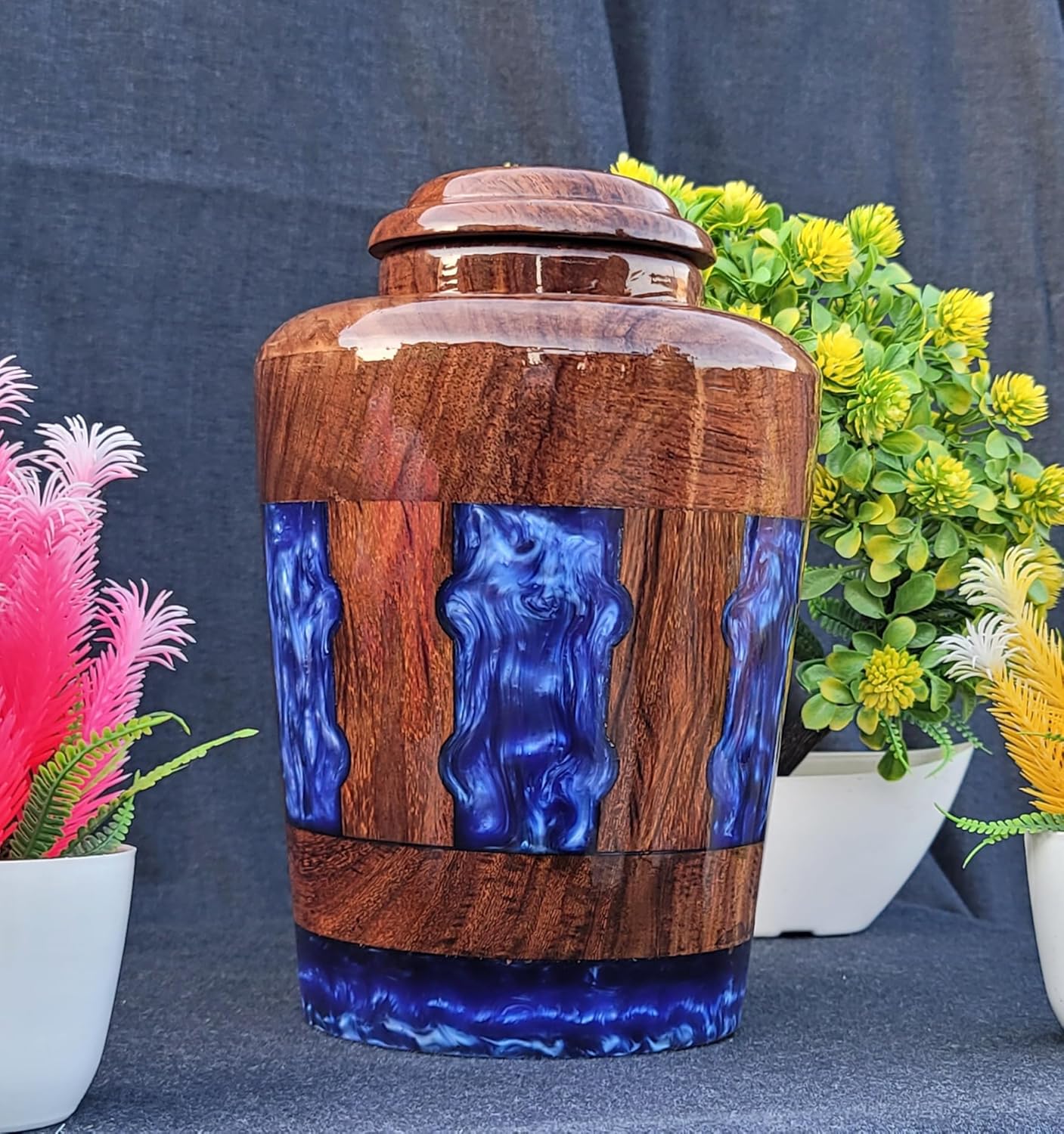 Rosewood Resin Cremation Urn with Personalization