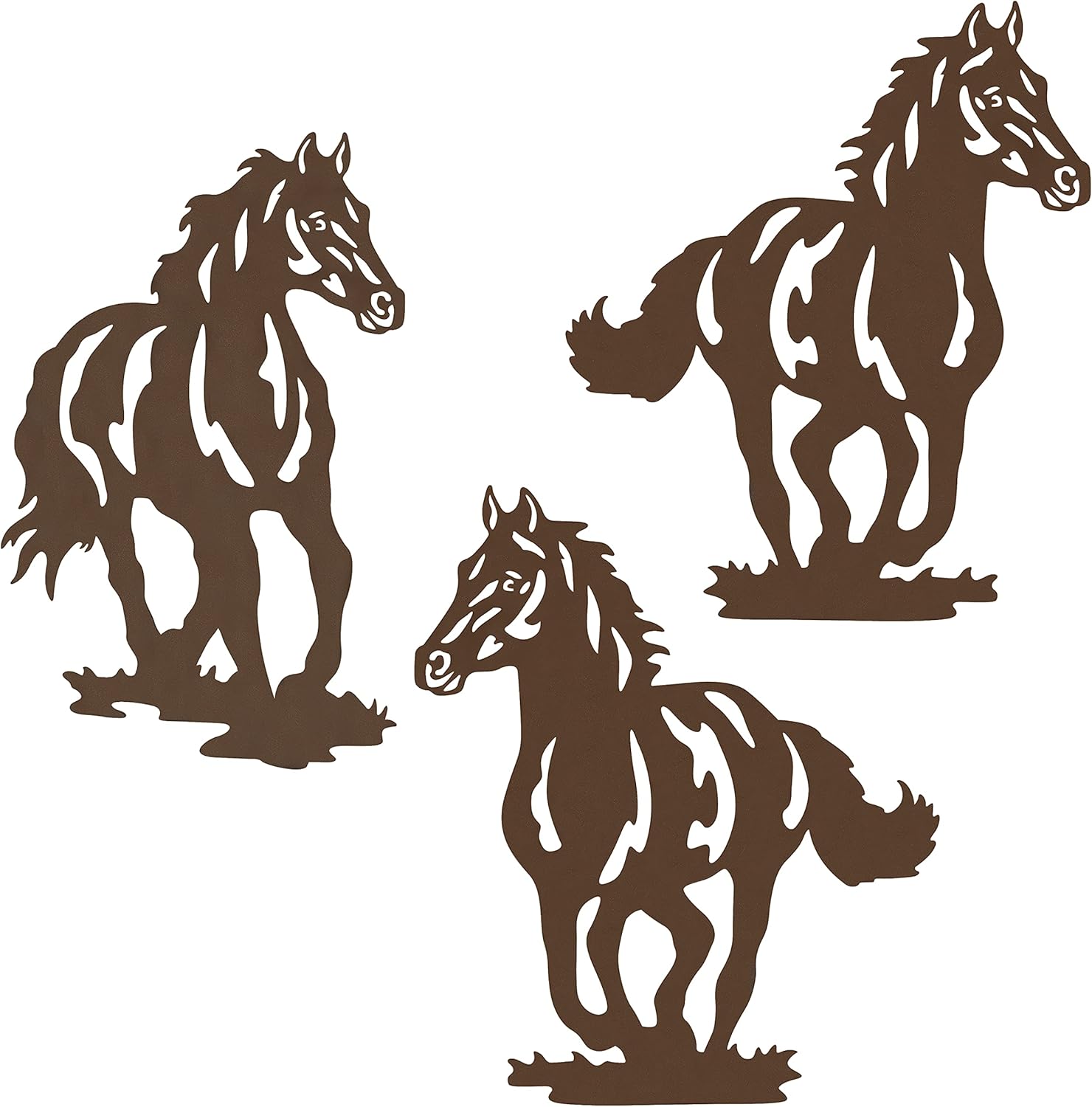 VividLadybug Metal Horse Wall Art Decor Set of 3