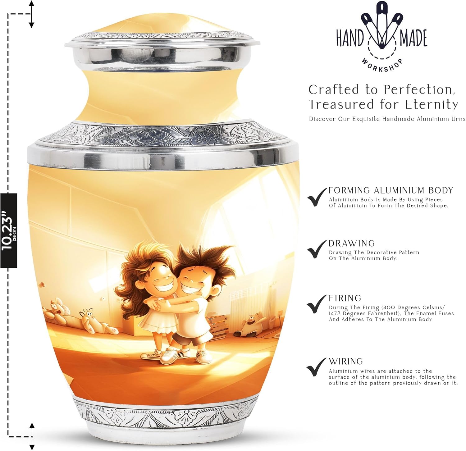 Brother Sister Urn Combo with Velvet Bag and 4 Small Cremation Urns