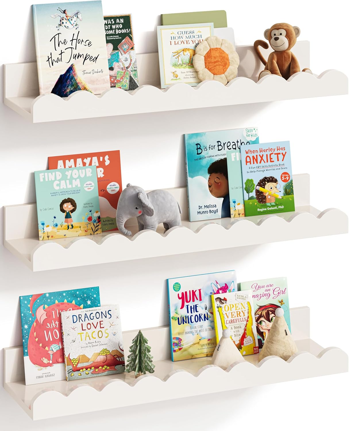 GW Gruwald Set of 3 Floating Book Shelves for Kids Room
