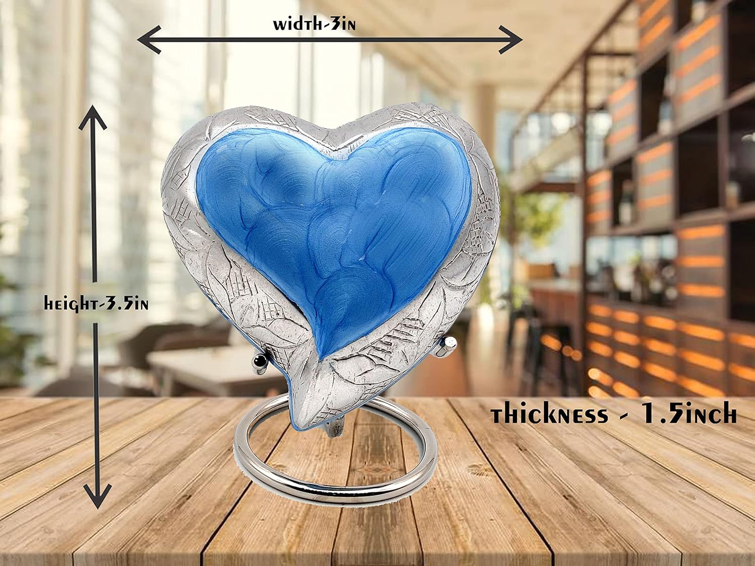 Sky Blue Heart Cremation Urn - Mini Ash Urn for Memorial Keepsake