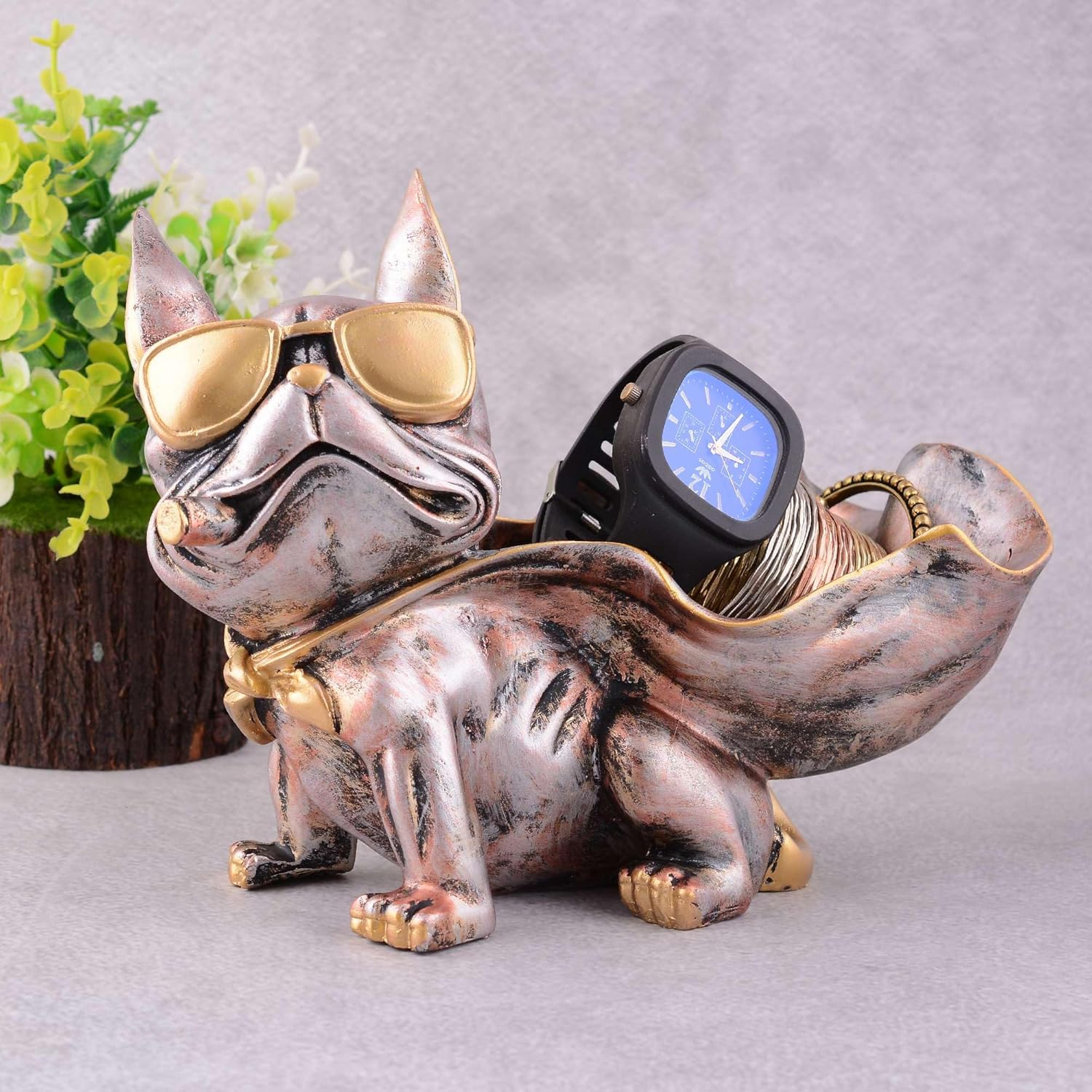 Cool Dog Sculpture with Plate for Home Decor 10
