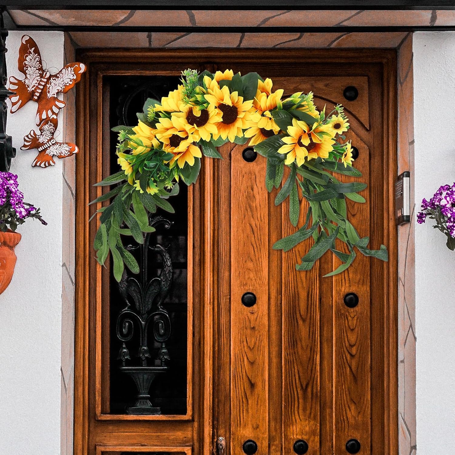 BESPORTBLE Artificial Sunflower Swag Door Decor Wall Hanging
