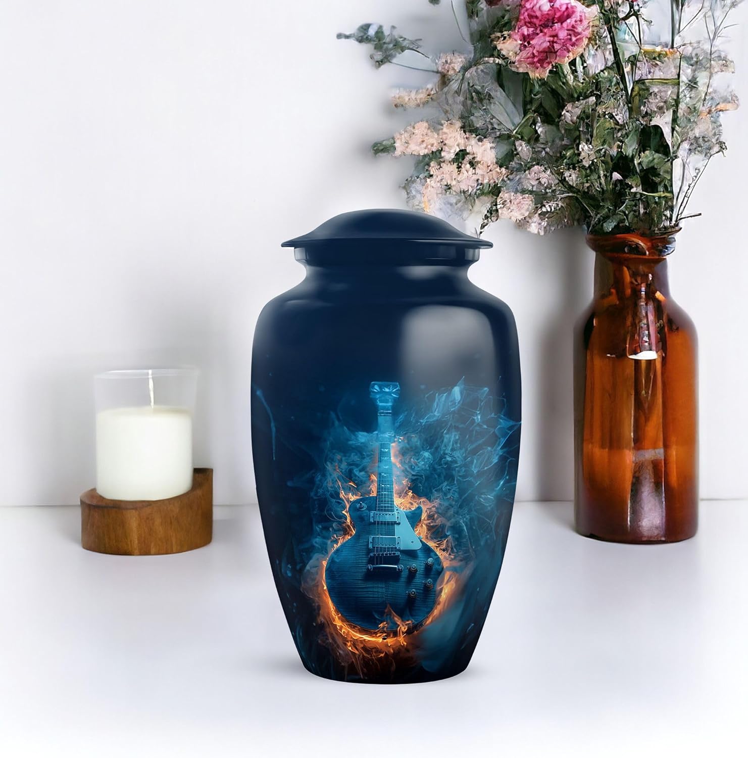 Guitar Urn for Human Ashes - Custom Blue 10 Inch