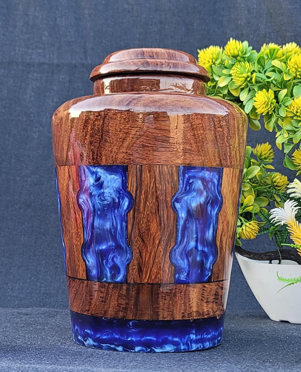 Rosewood Resin Cremation Urn with Personalization