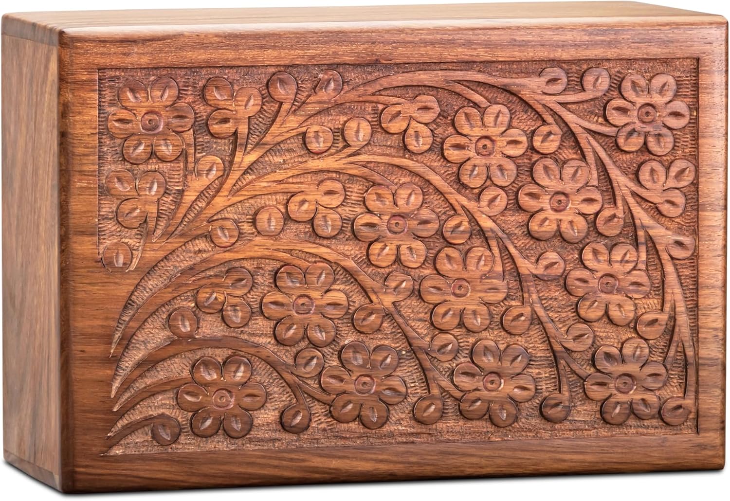 INTAJ Handcarved Rosewood Tree of Life Urn