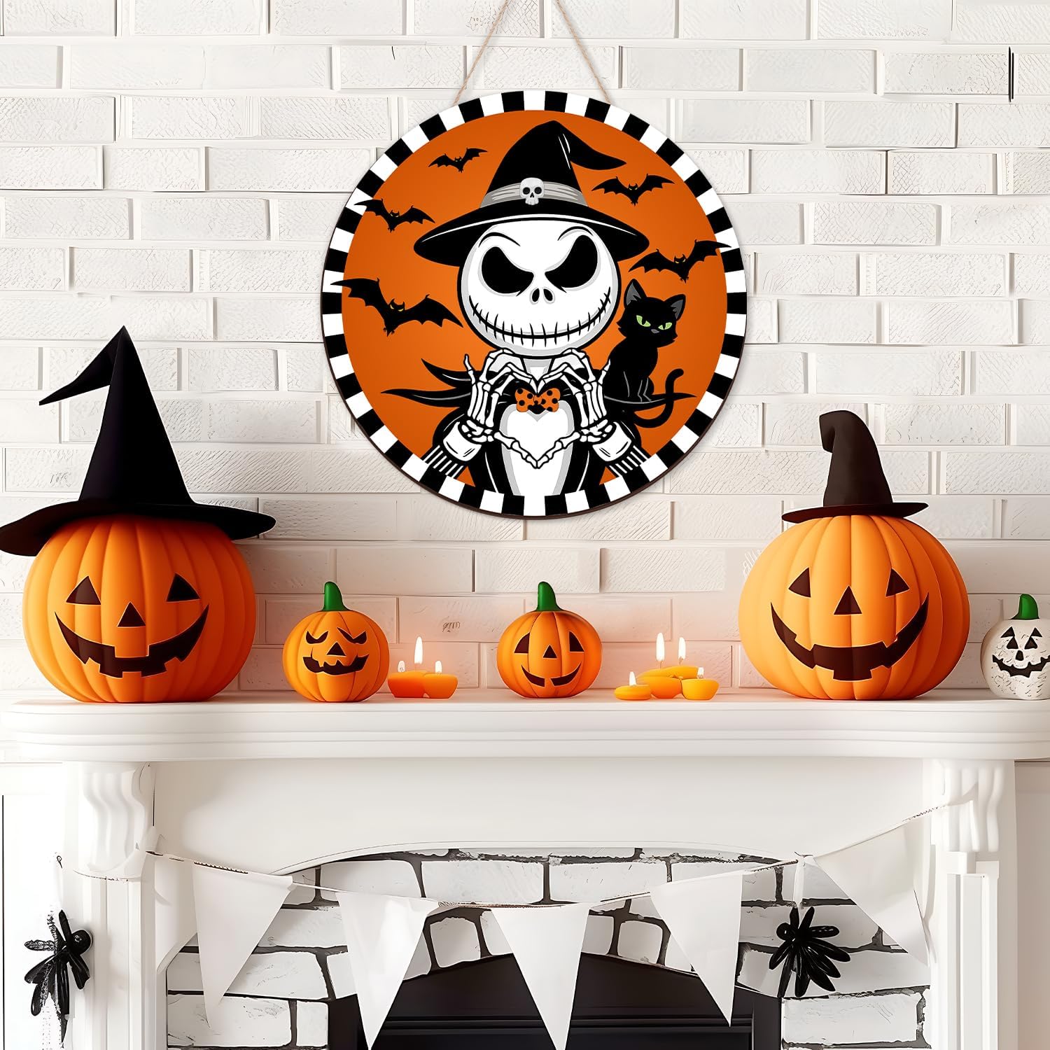 Aymolas Halloween Jack O Lantern Wreath Sign
