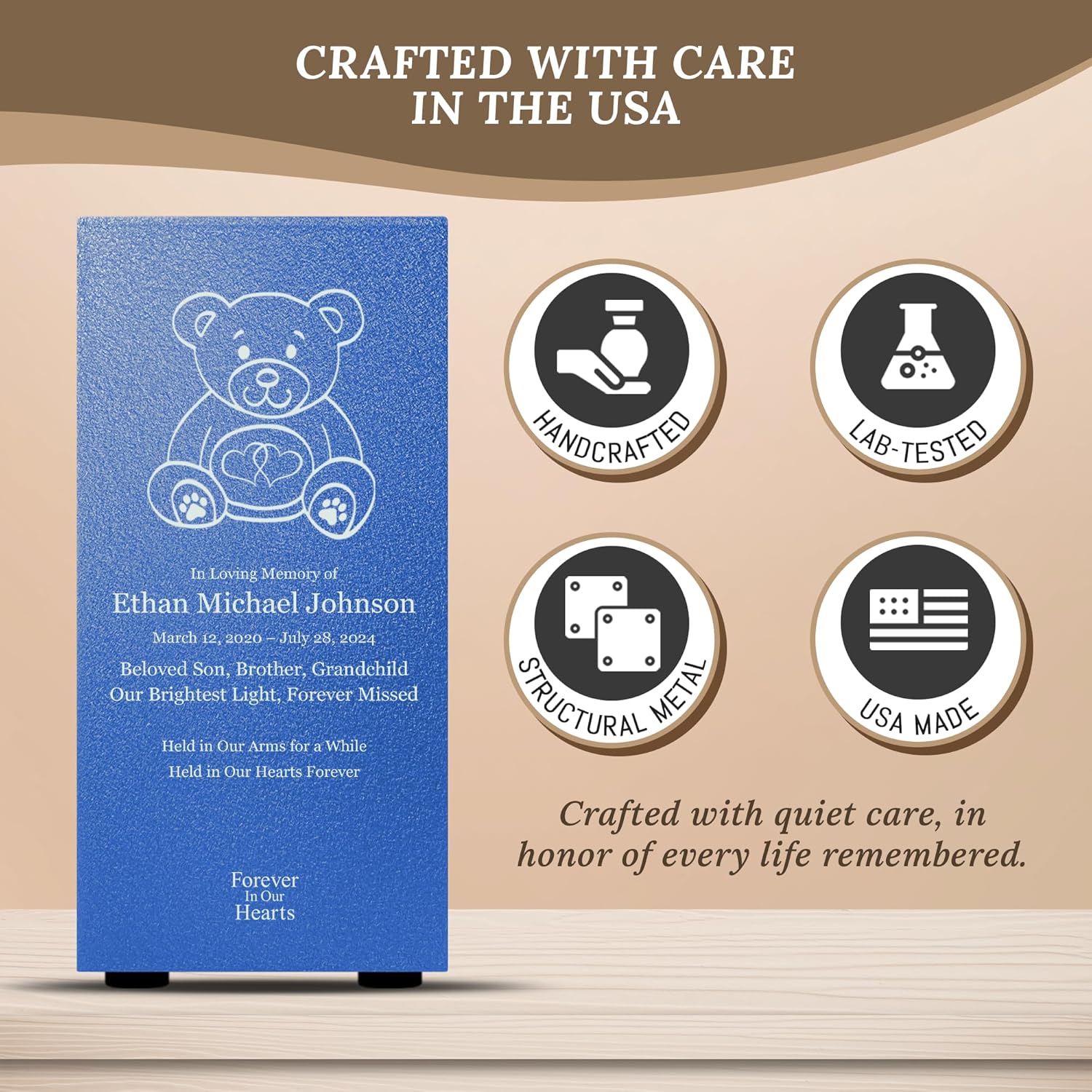 Customizable Cremation Urn with Teddy Bear Design