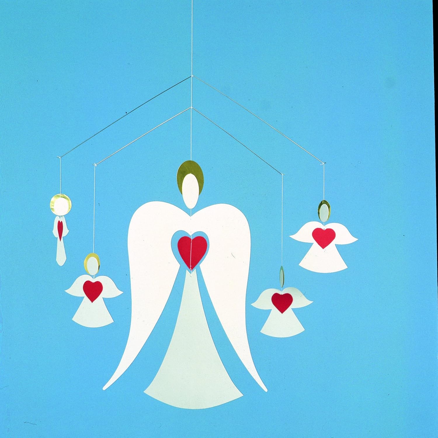 Angel Family Hanging Mobile 14 Inches White Red